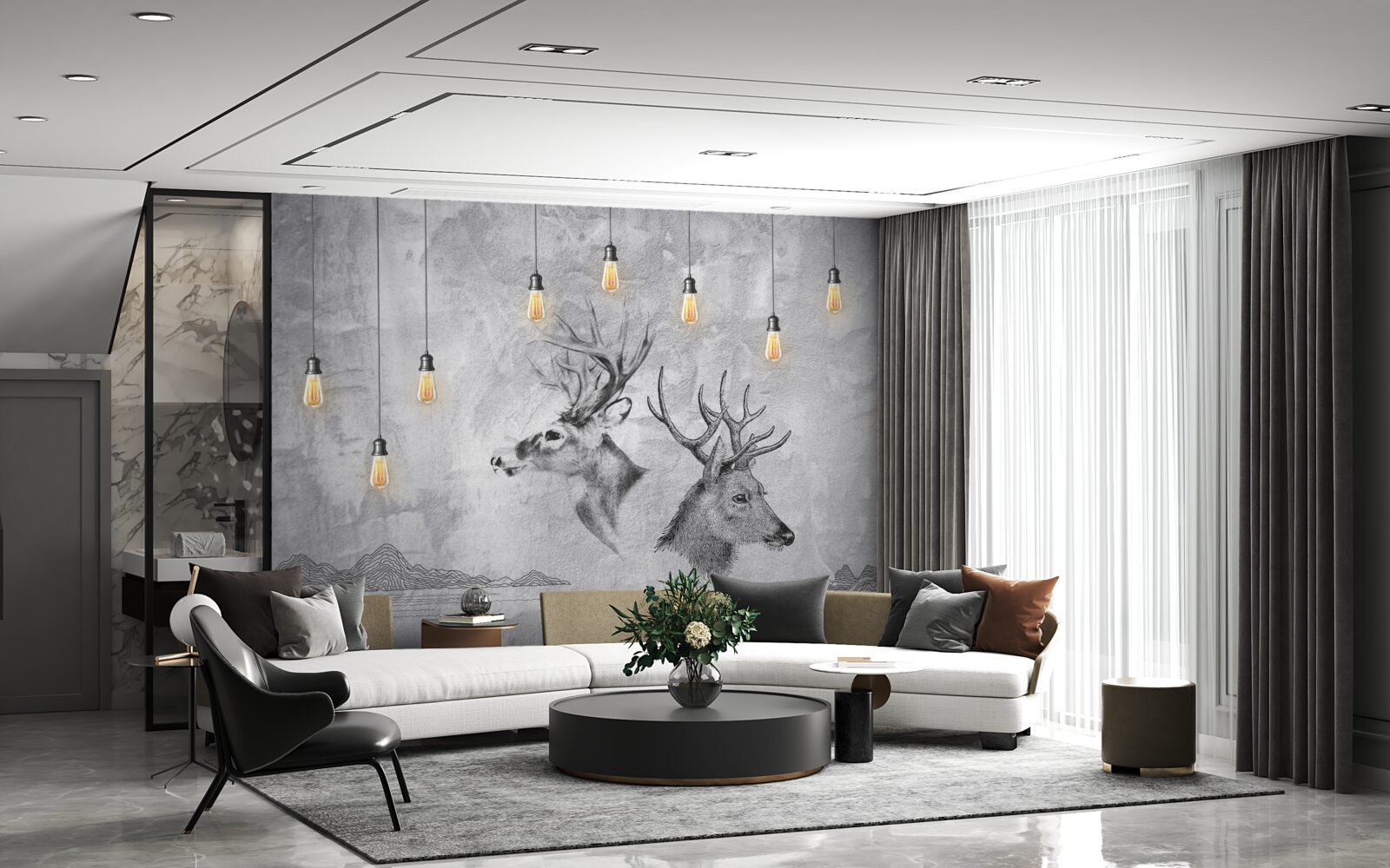 Fototapet o familie de căprioare pe fundalul naturii devine un portret pitoresc