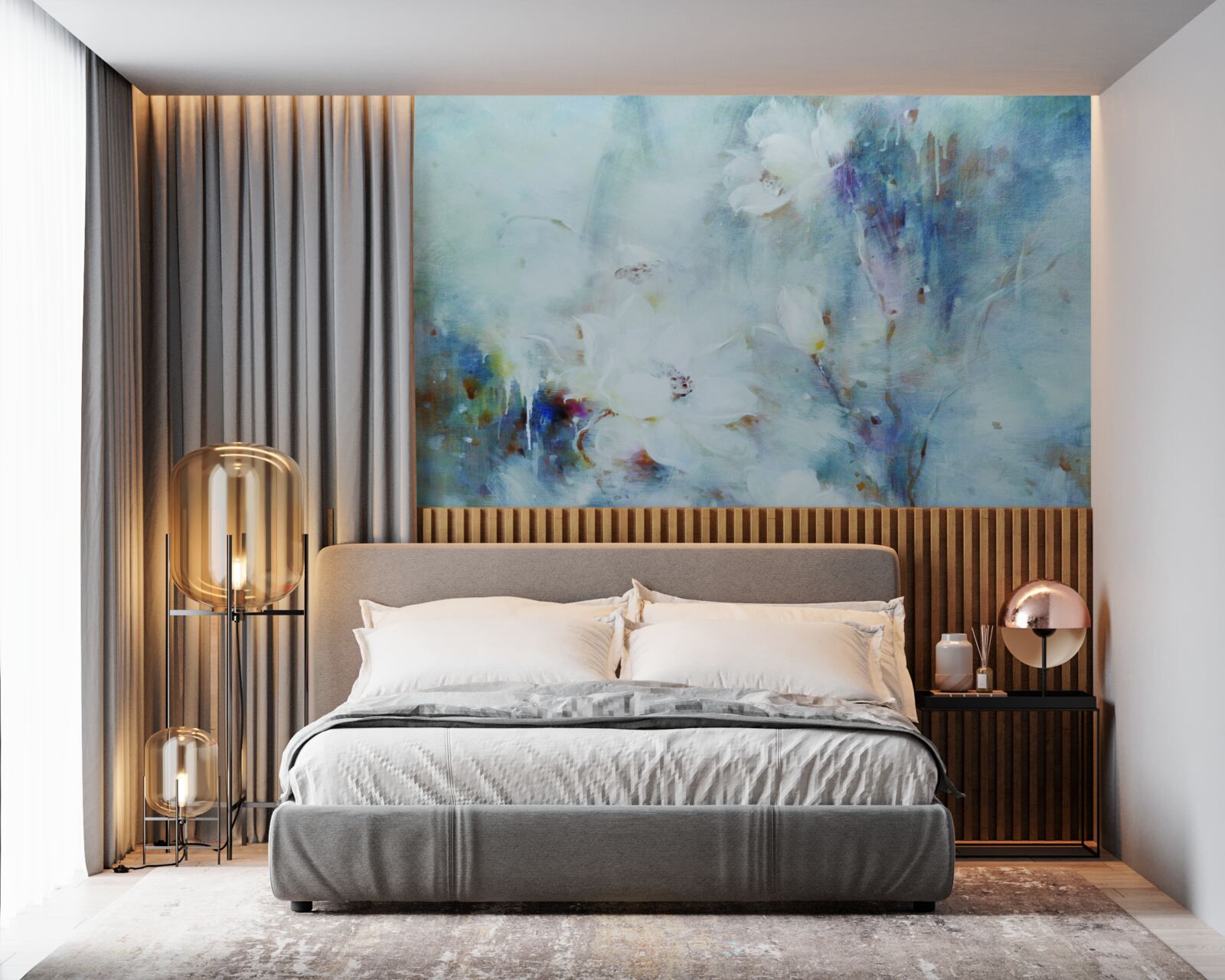 Fototapet mizerie florală în acuarelă