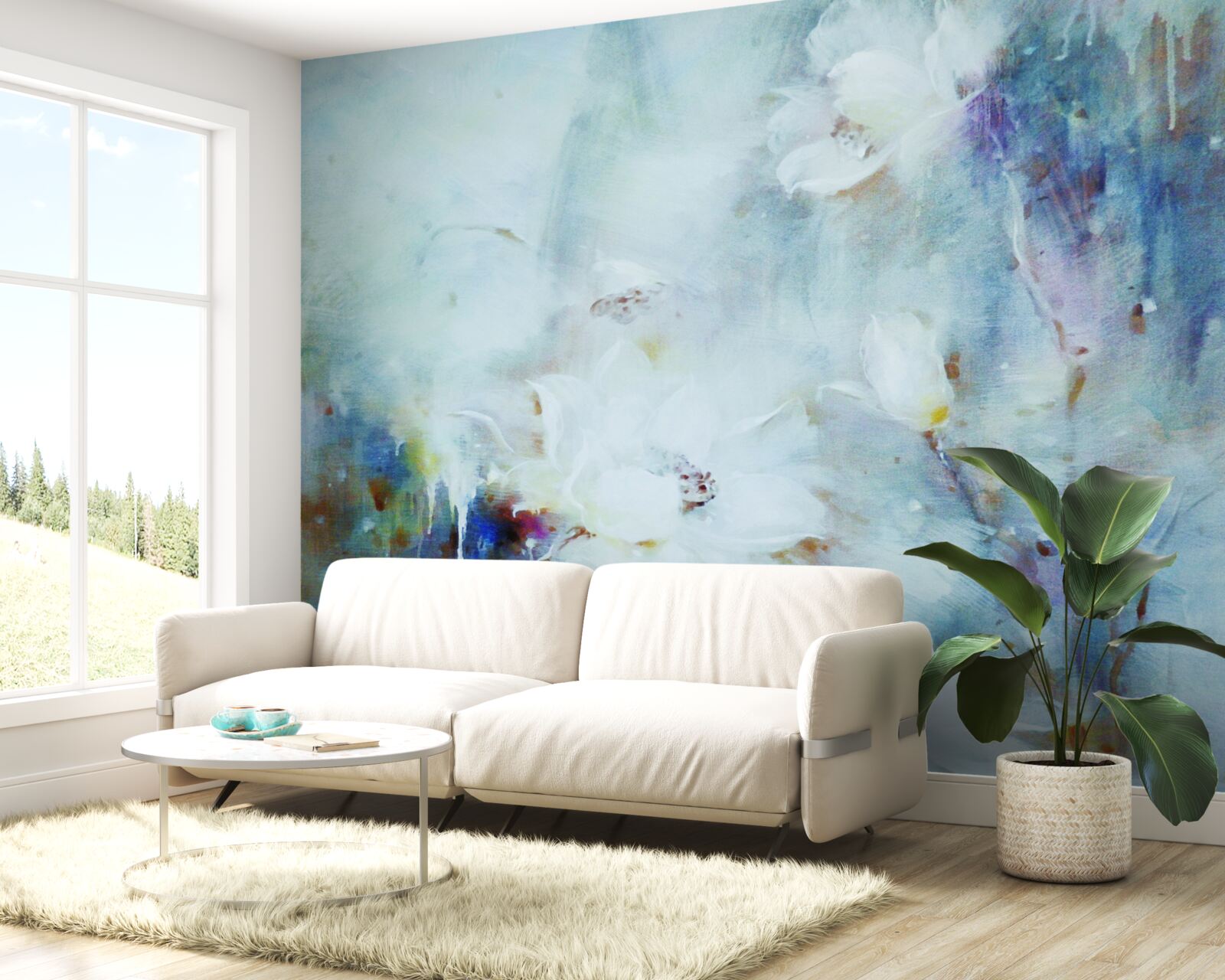 Fototapet mizerie florală în acuarelă