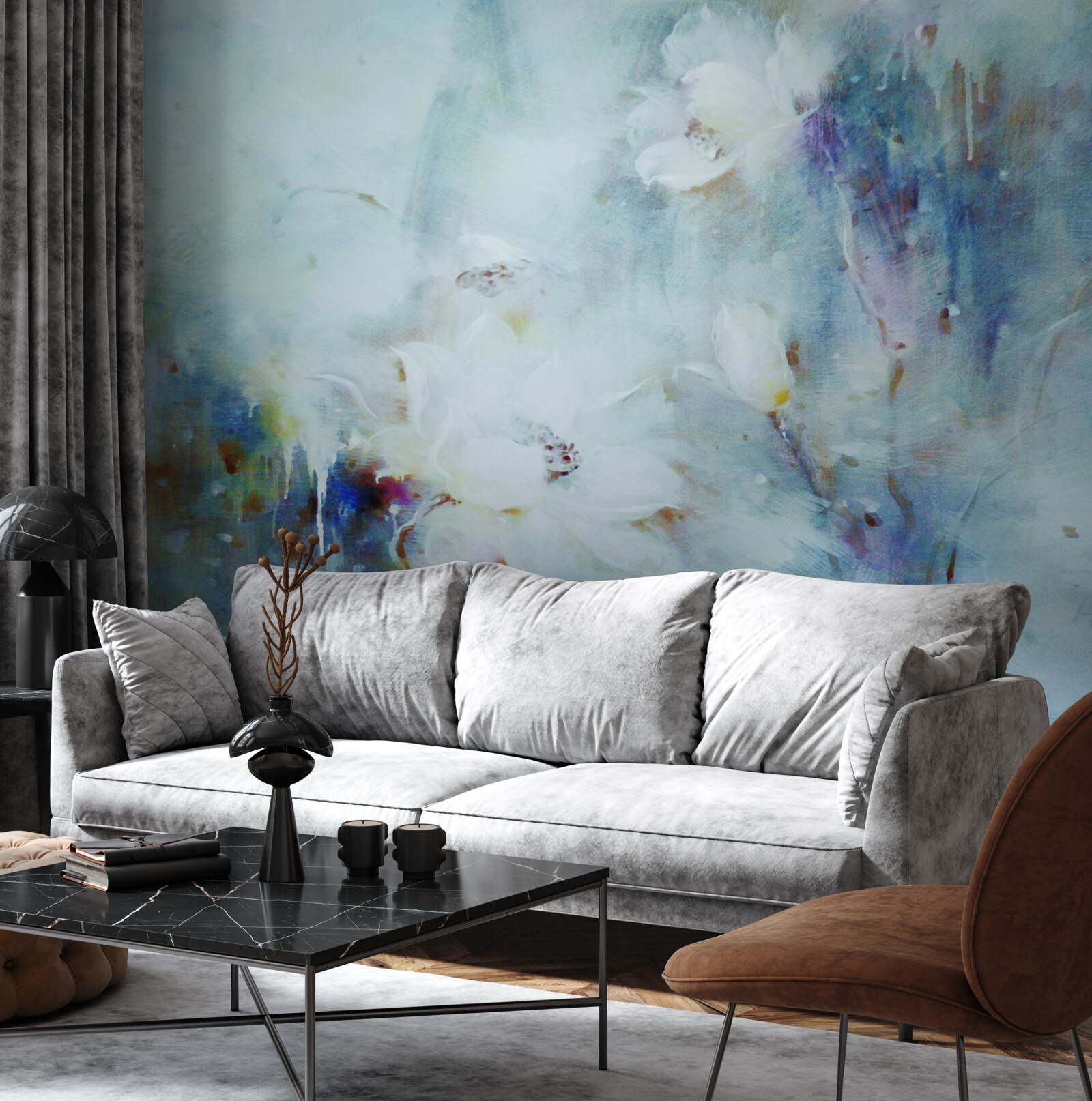 Fototapet mizerie florală în acuarelă