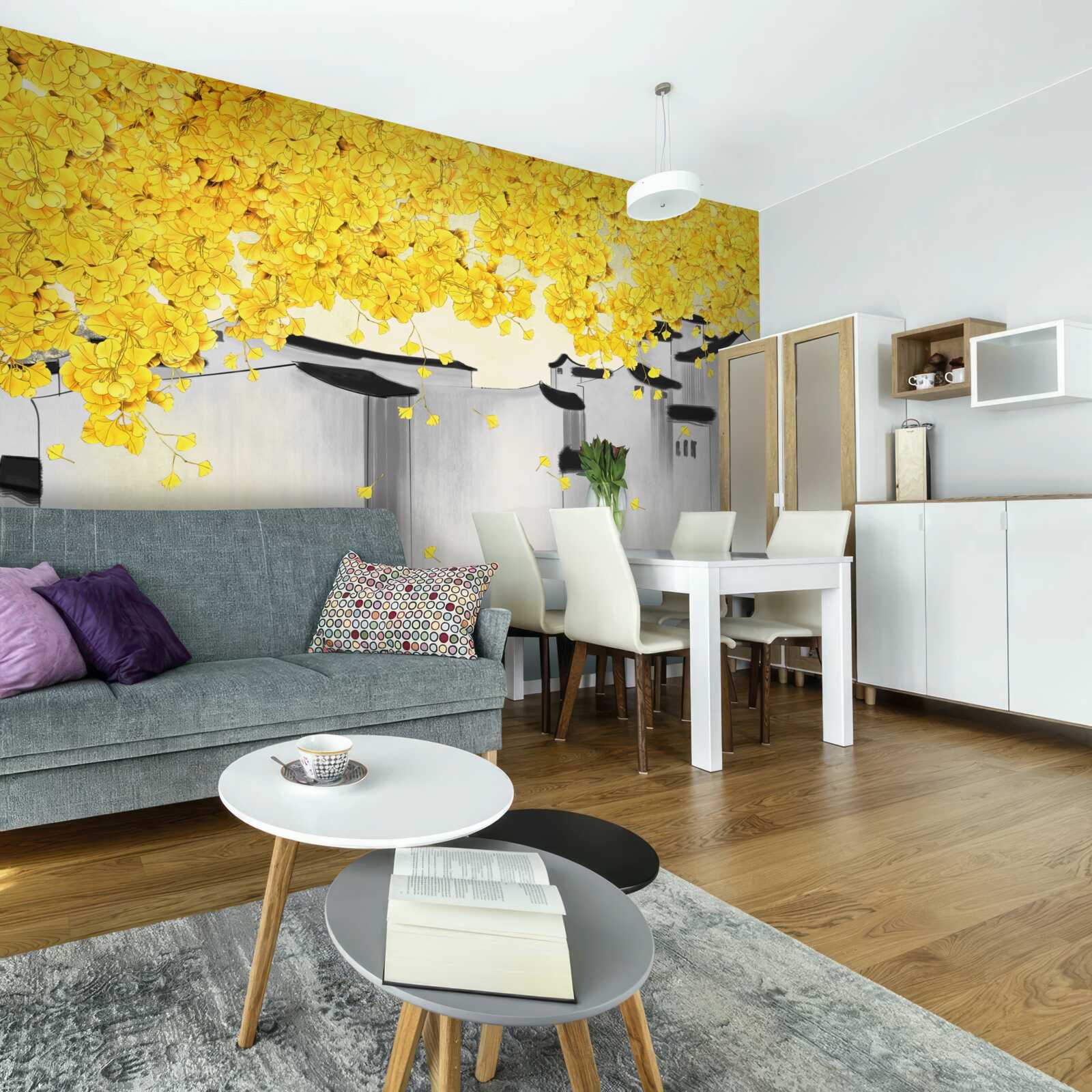 Fototapet plante luxuriante se ridică deasupra acoperișurilor clădirilor