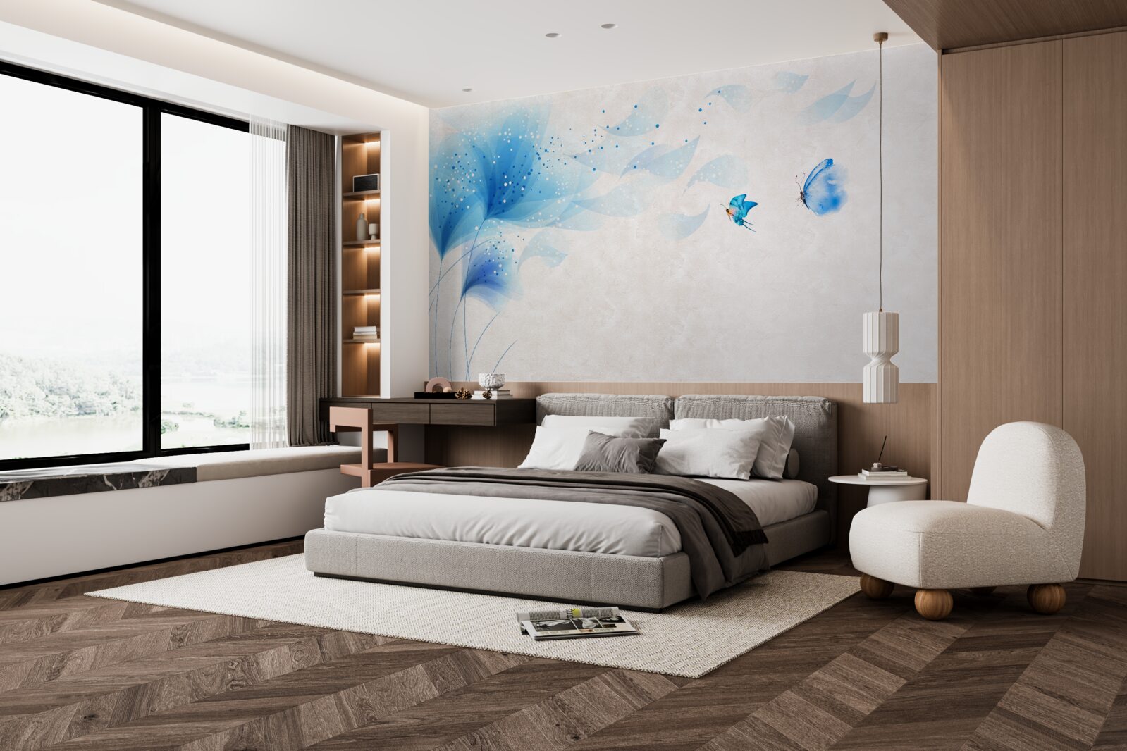 Fototapet vector stil crini și molii albastre