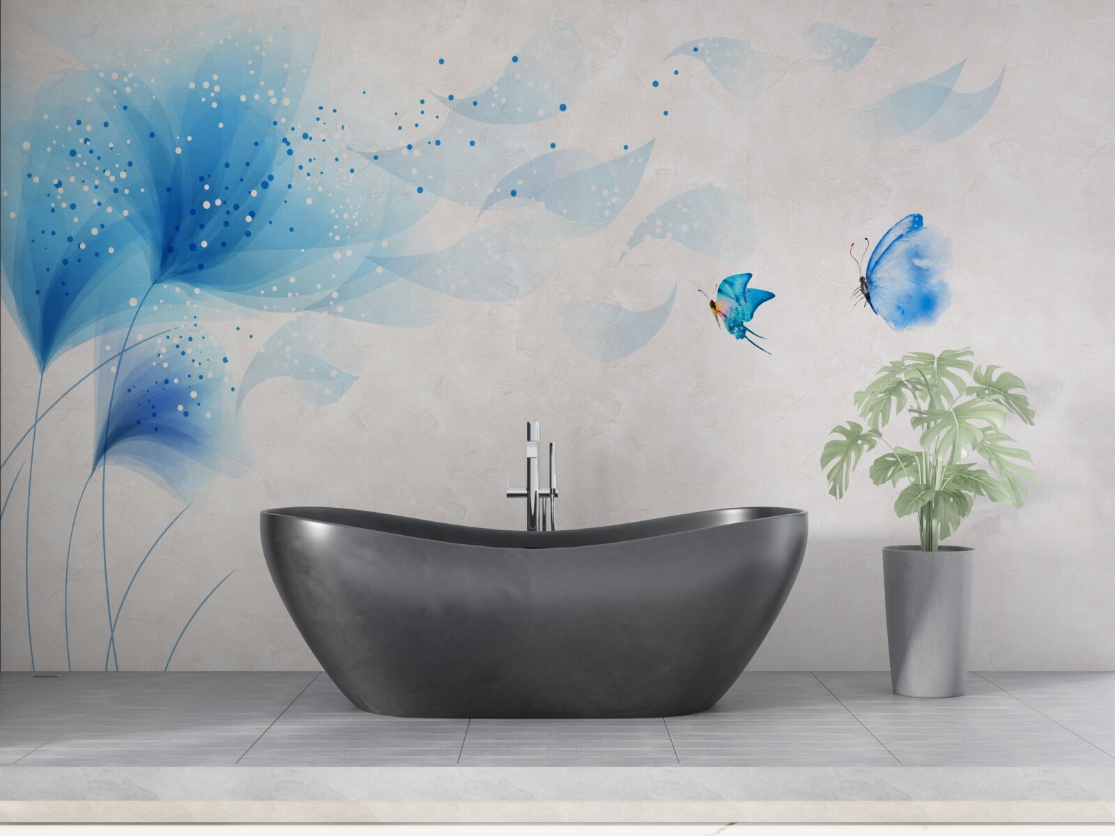 Fototapet vector stil crini și molii albastre