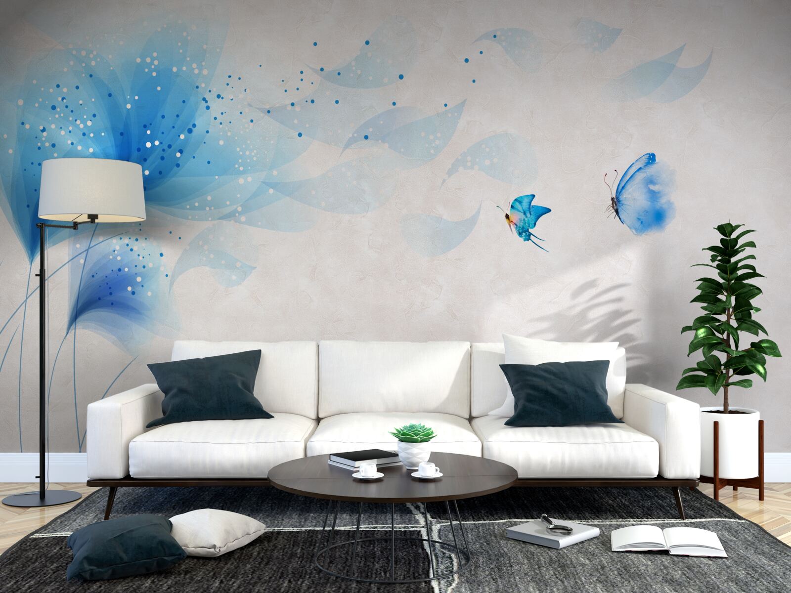 Fototapet vector stil crini și molii albastre