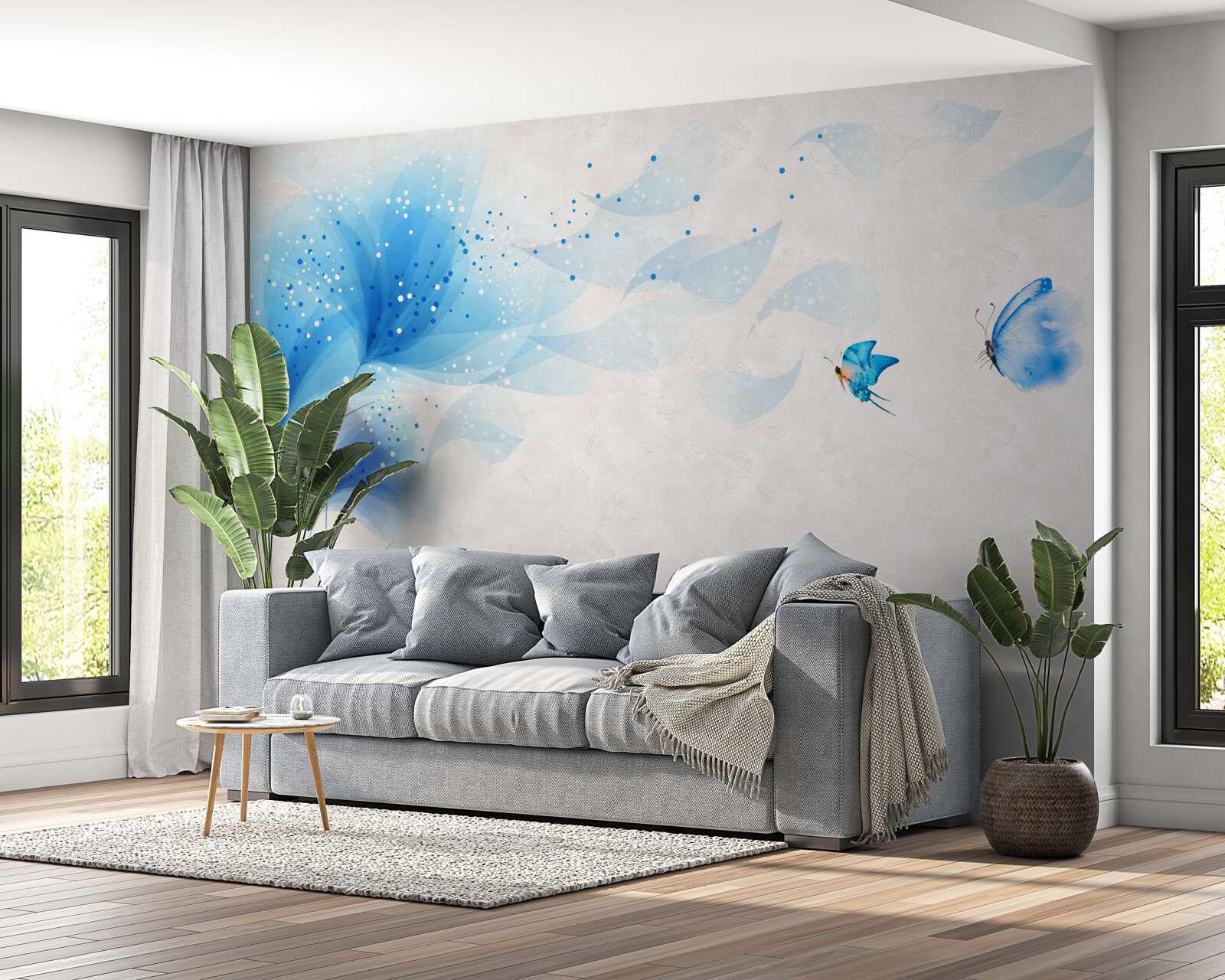 Fototapet vector stil crini și molii albastre