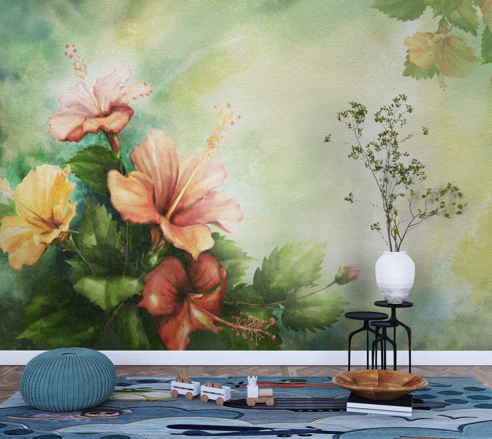 Fototapet plante frumoase în acuarelă