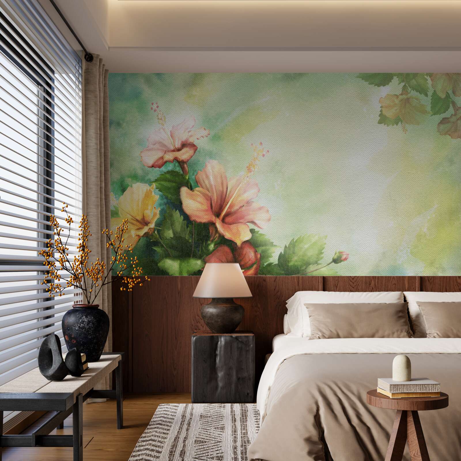 Fototapet plante frumoase în acuarelă