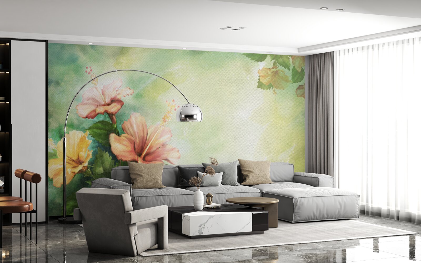 Fototapet plante frumoase în acuarelă