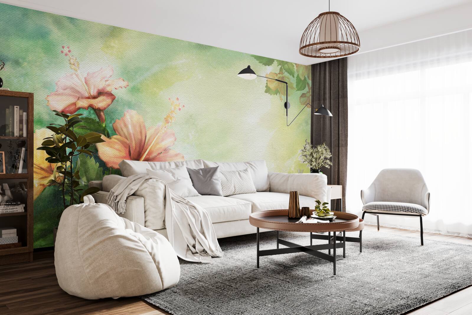 Fototapet plante frumoase în acuarelă