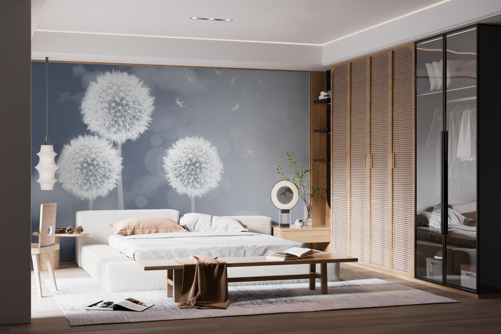 Fototapet păpădie plutind în aer