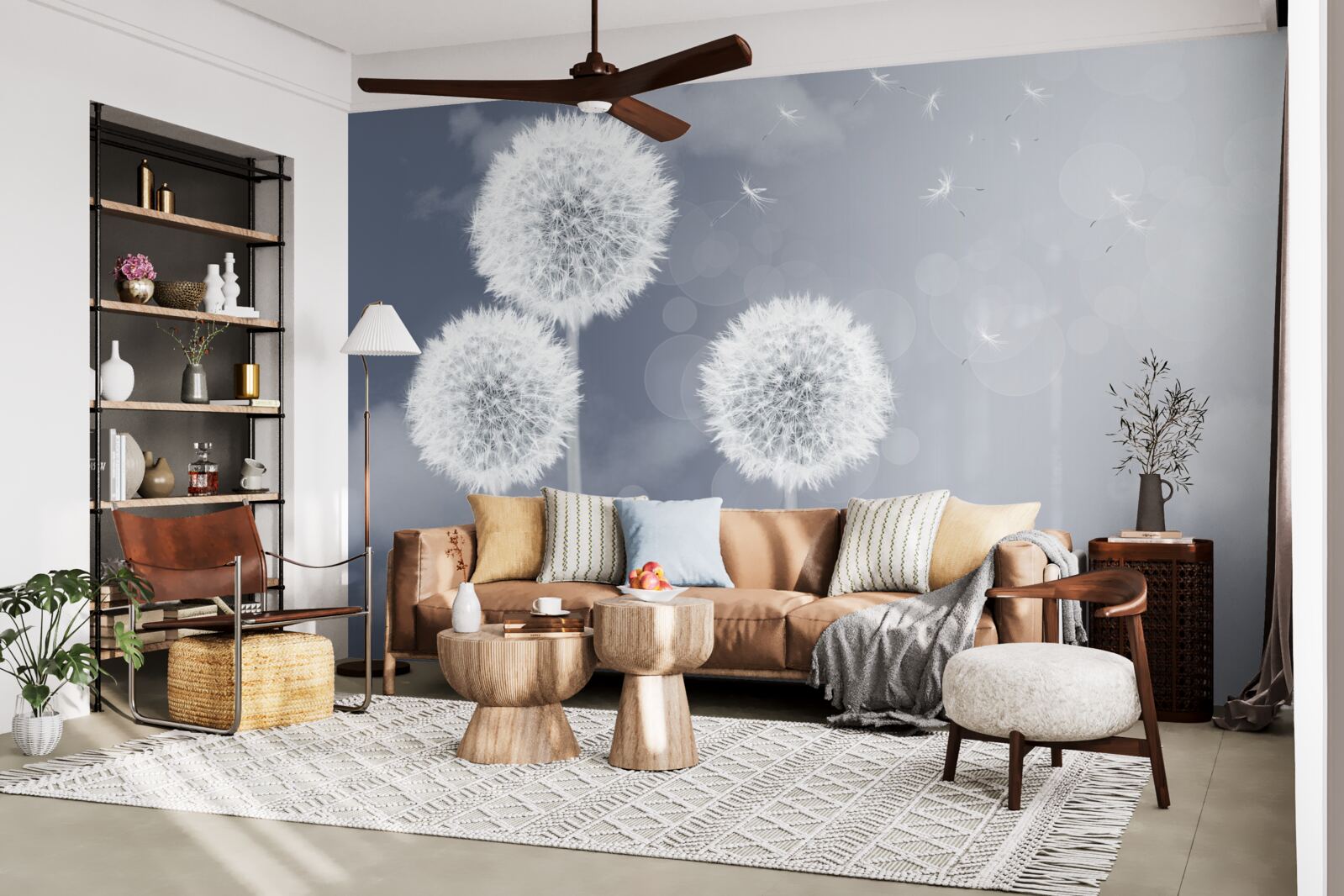 Fototapet păpădie plutind în aer