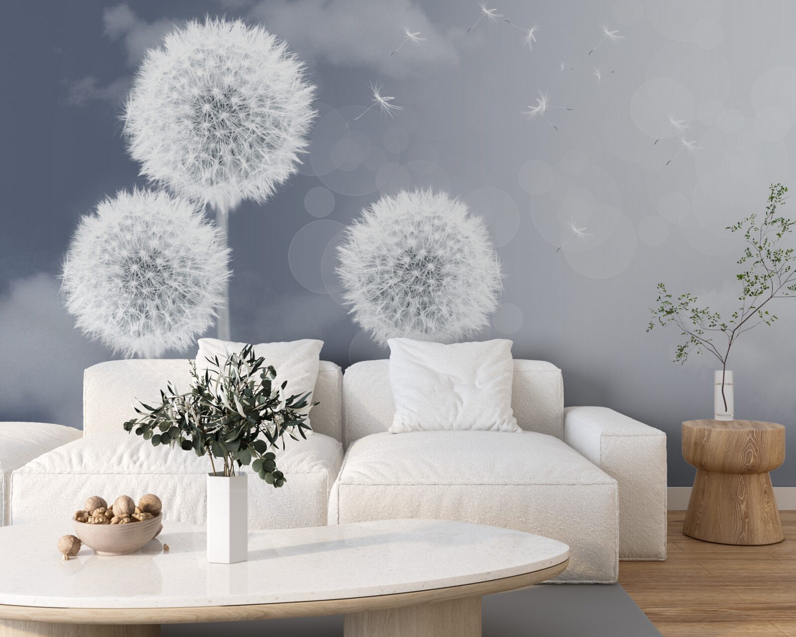 Fototapet păpădie plutind în aer