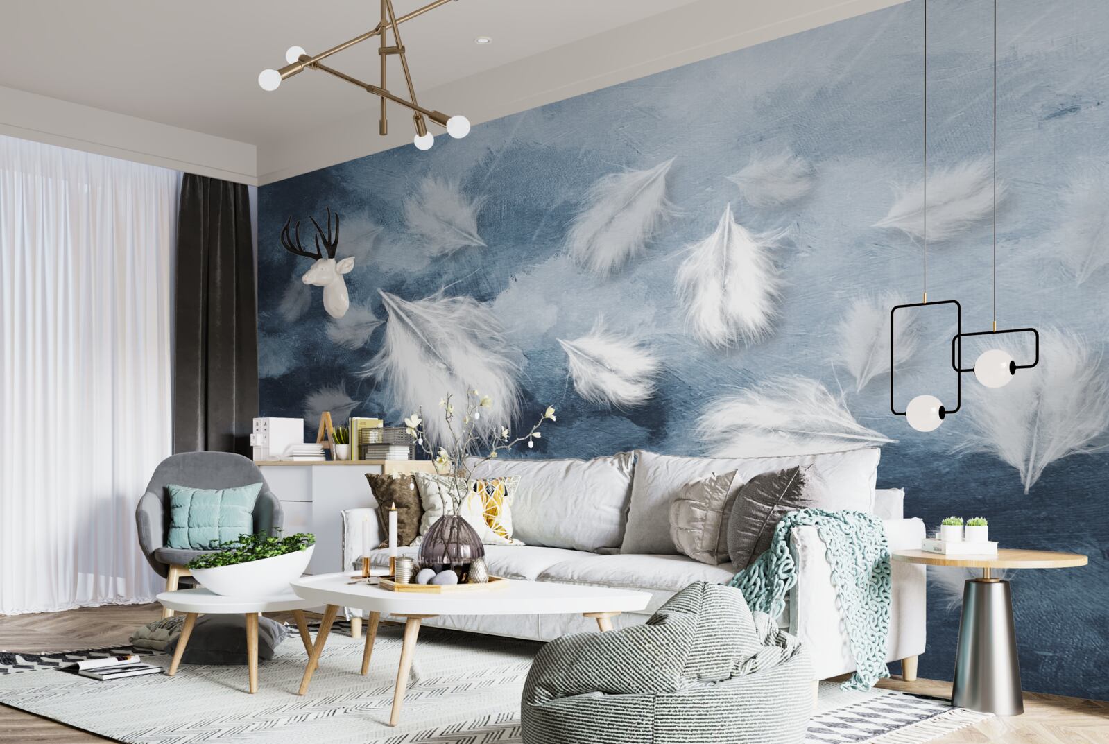 Fototapet pene moi albe ca zăpada