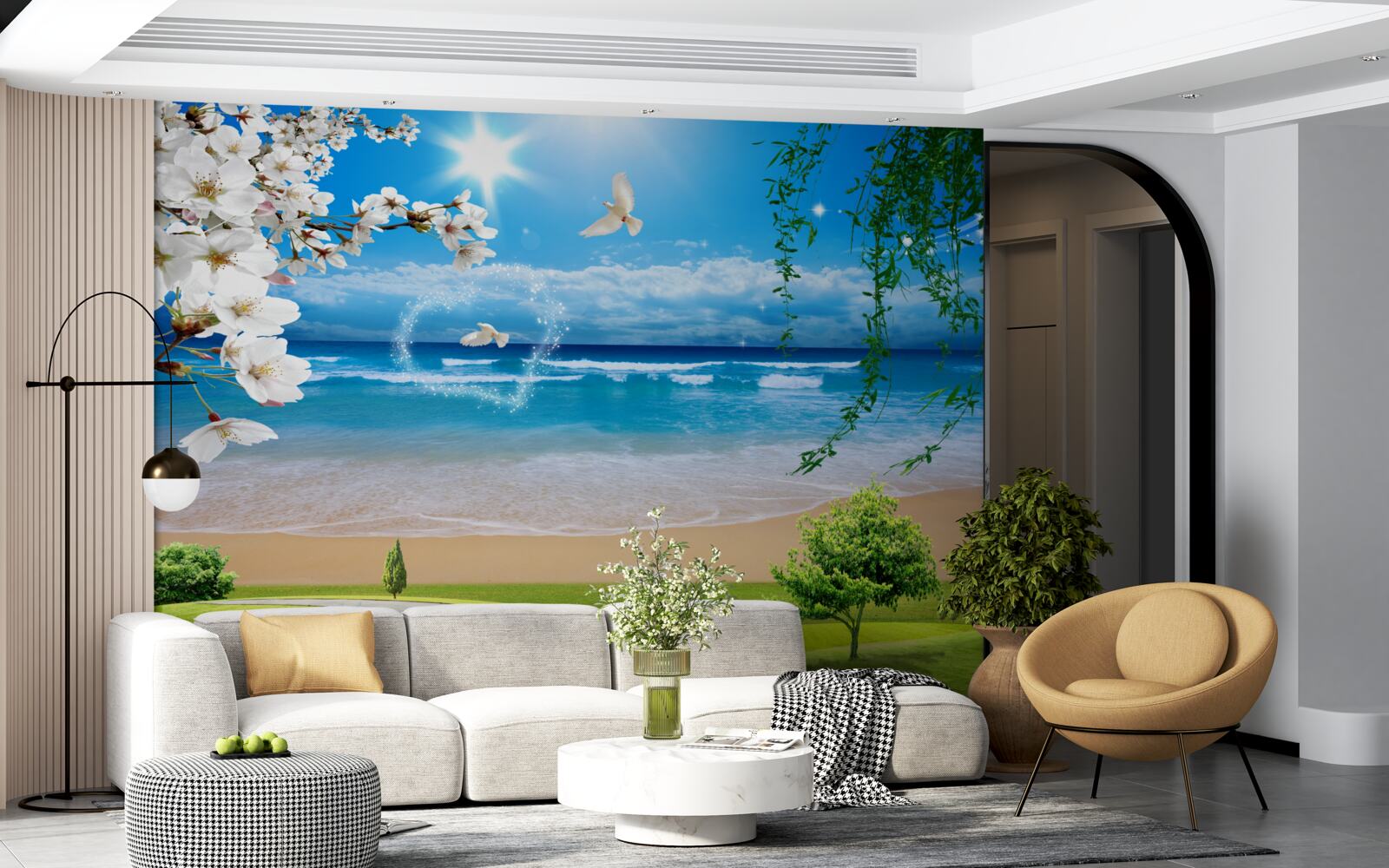 Fototapet pășuni oceanice în verde