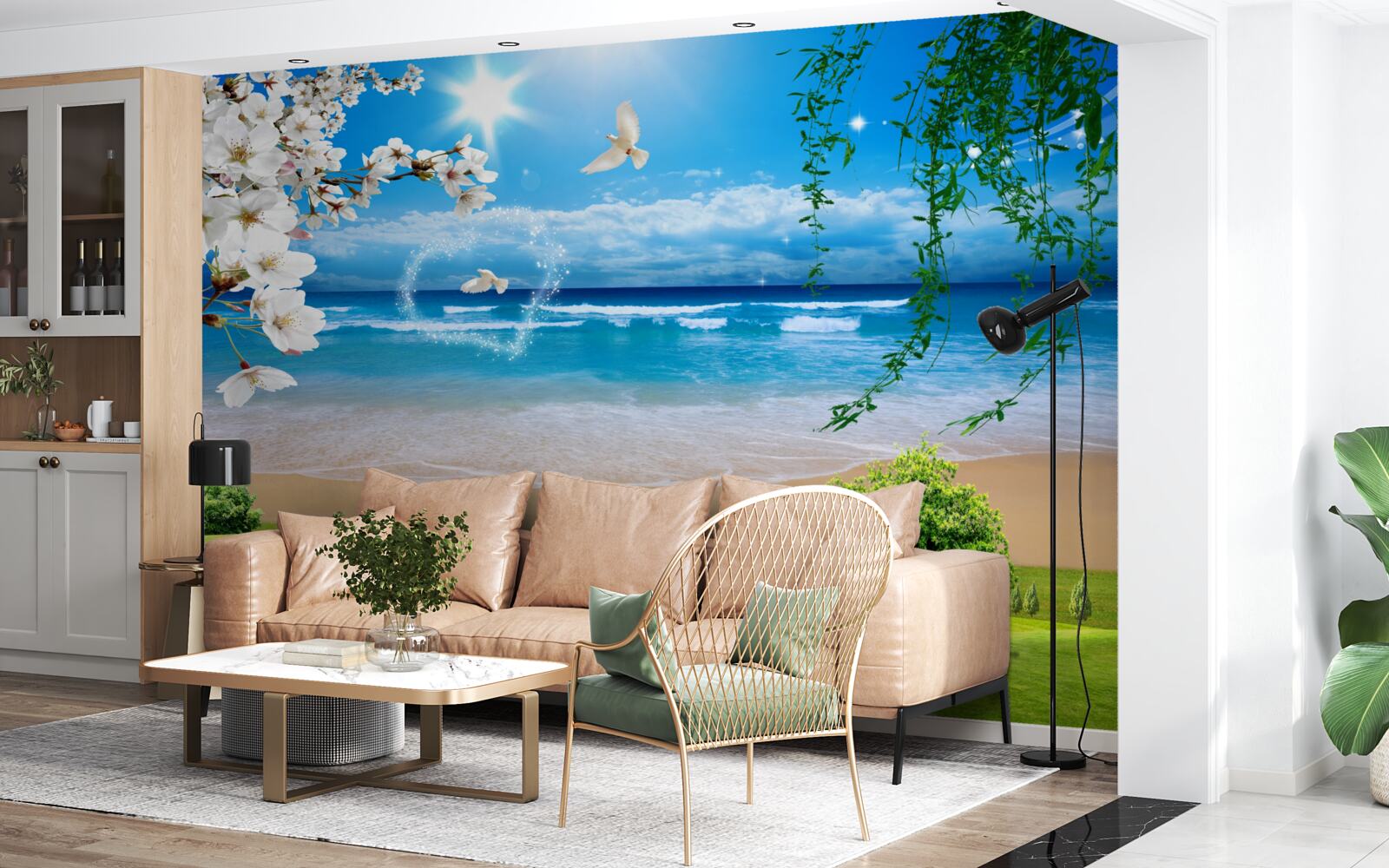 Fototapet pășuni oceanice în verde