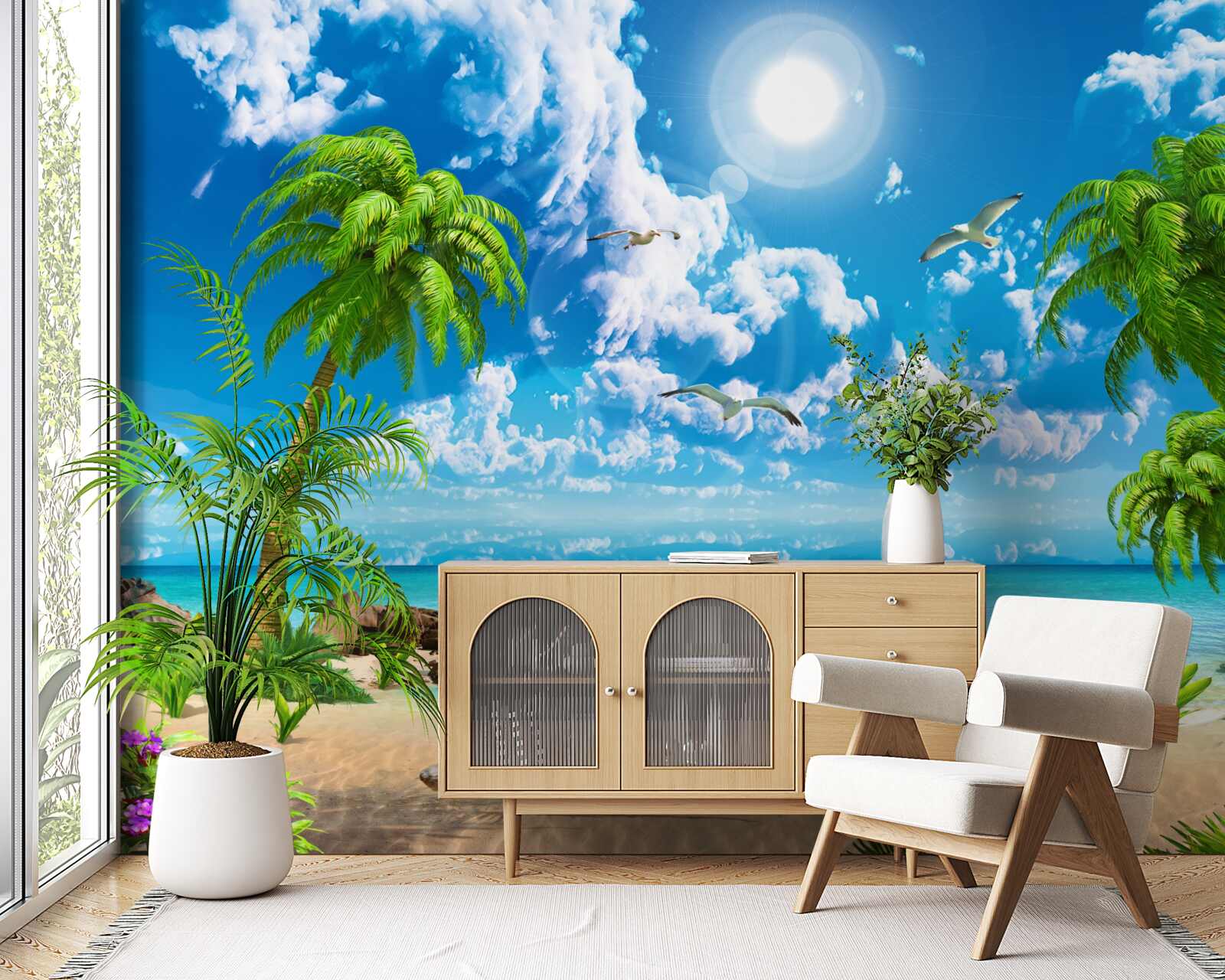 Fototapet dig tropical cu barcă