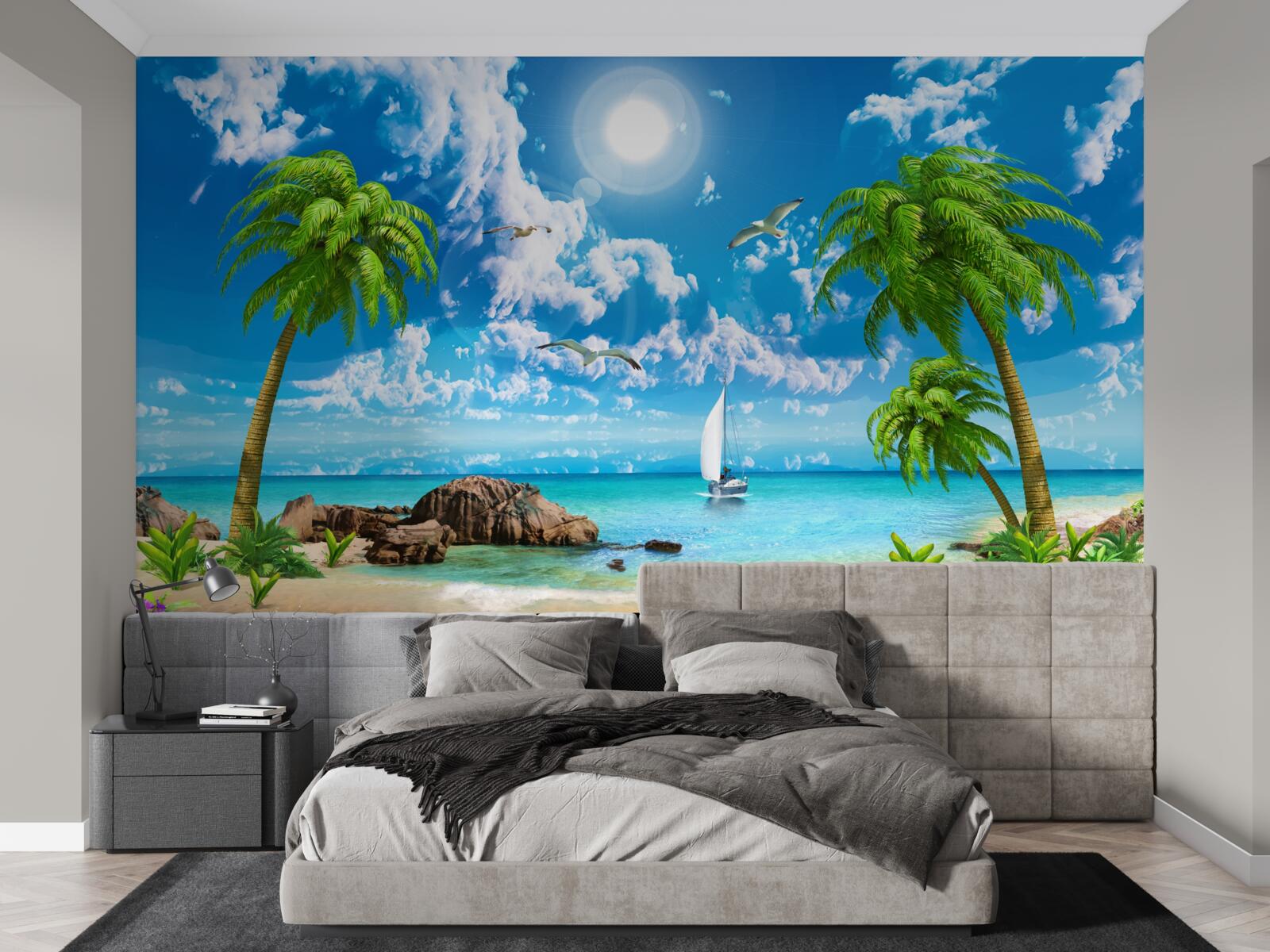 Fototapet dig tropical cu barcă