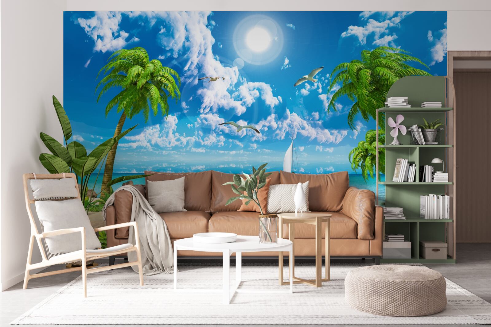 Fototapet dig tropical cu barcă