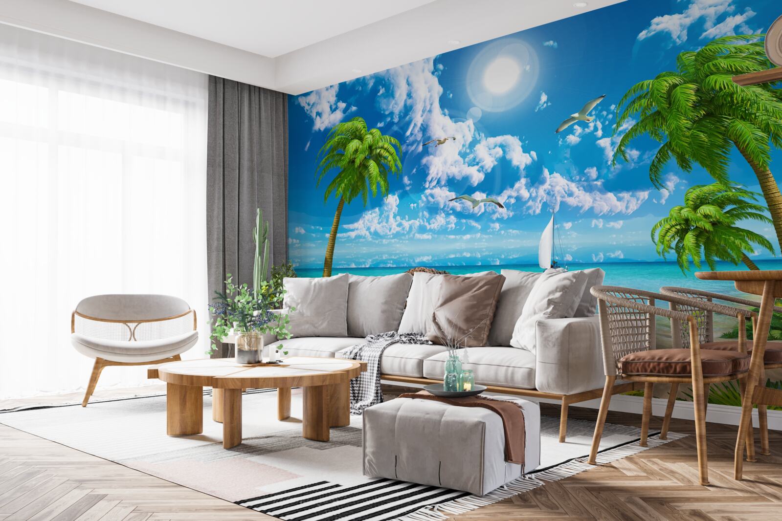 Fototapet dig tropical cu barcă