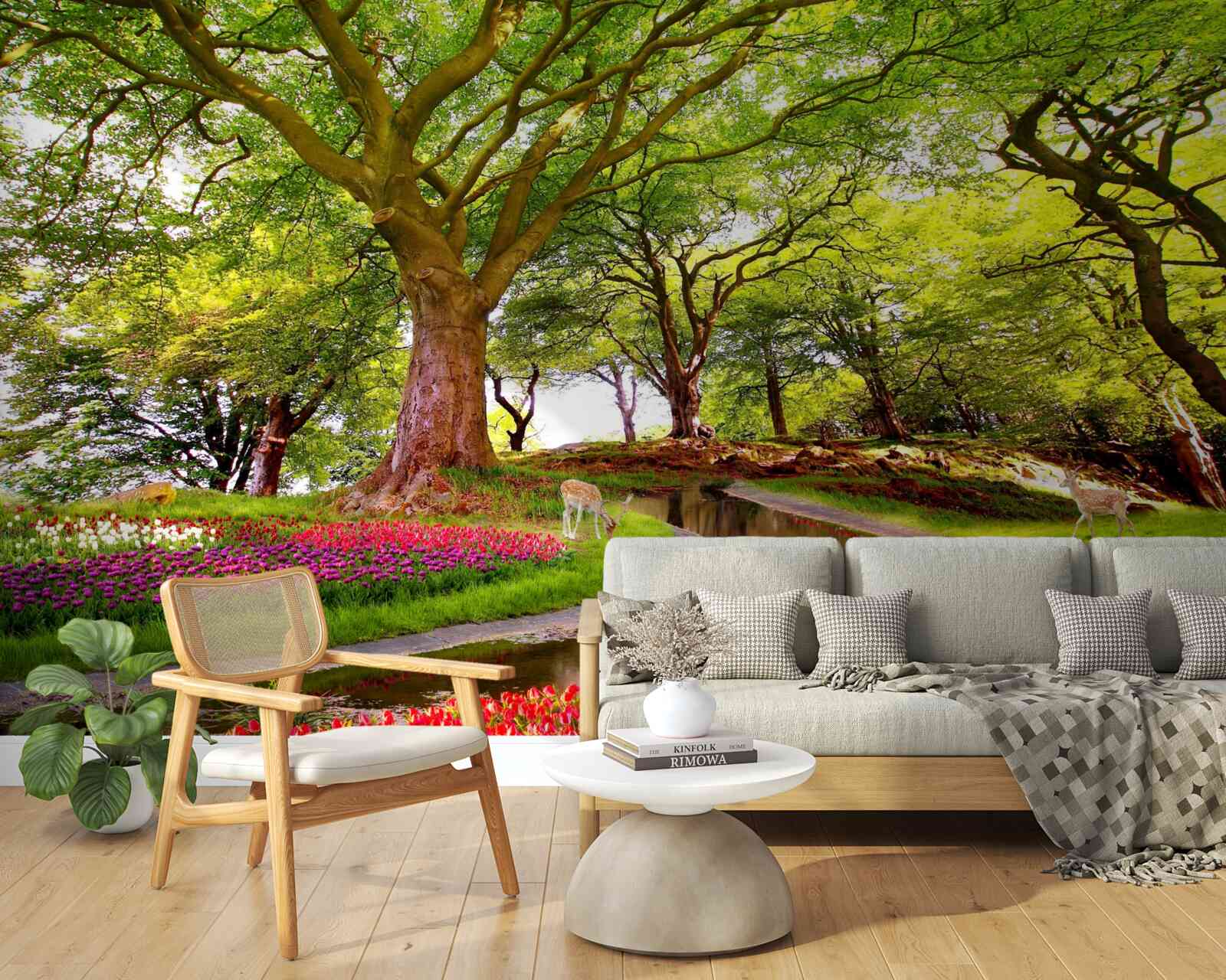 Fototapet varietate de nuanțe de vară în adâncurile pădurii