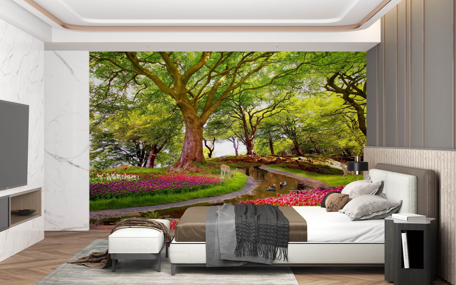 Fototapet varietate de nuanțe de vară în adâncurile pădurii