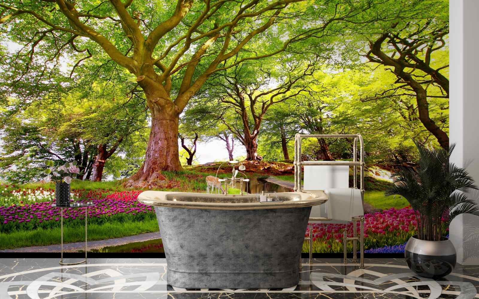 Fototapet varietate de nuanțe de vară în adâncurile pădurii