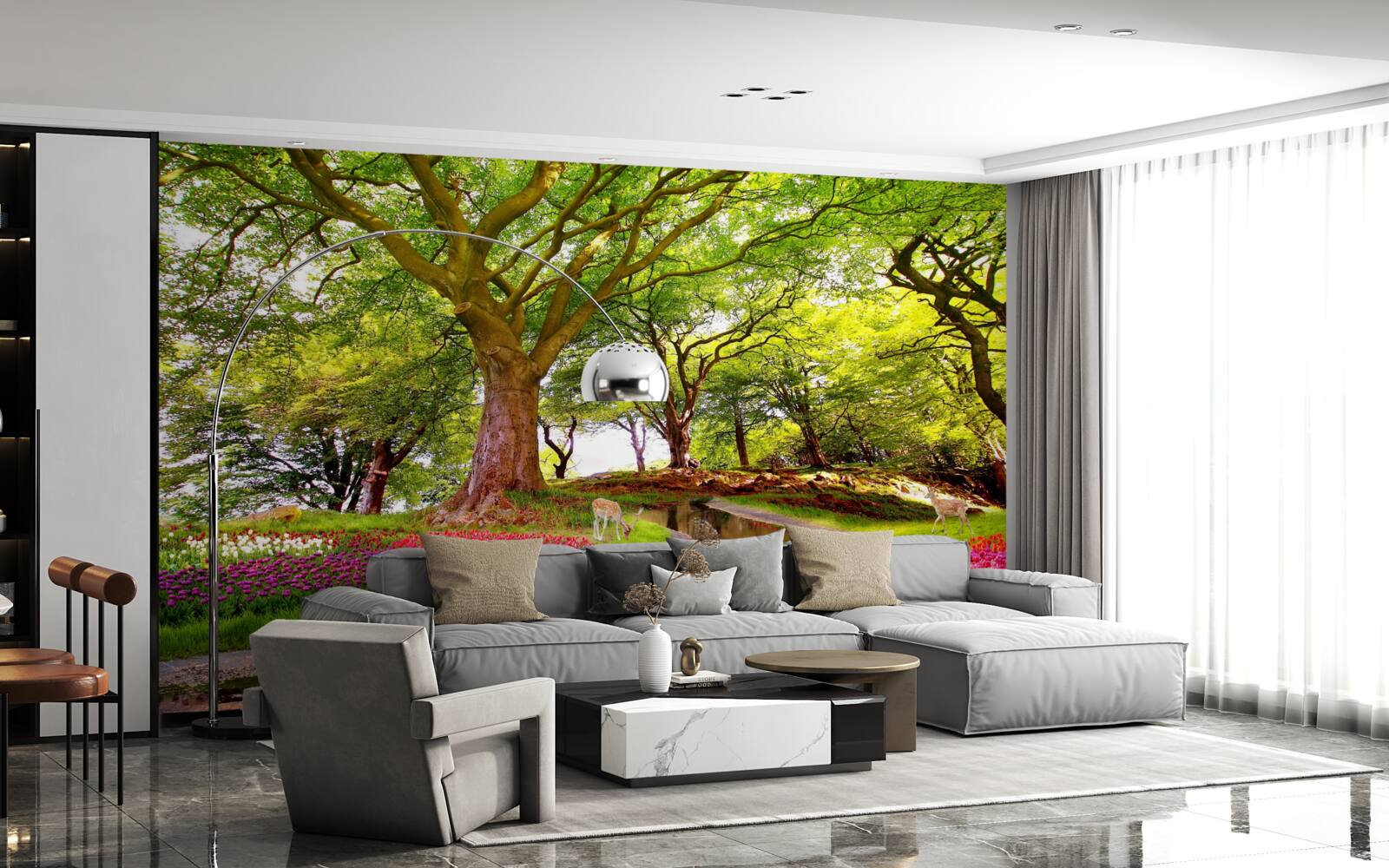 Fototapet varietate de nuanțe de vară în adâncurile pădurii