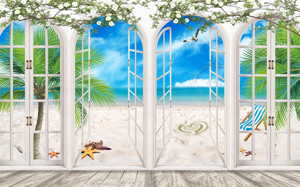 Fototapet balcon pe plajă