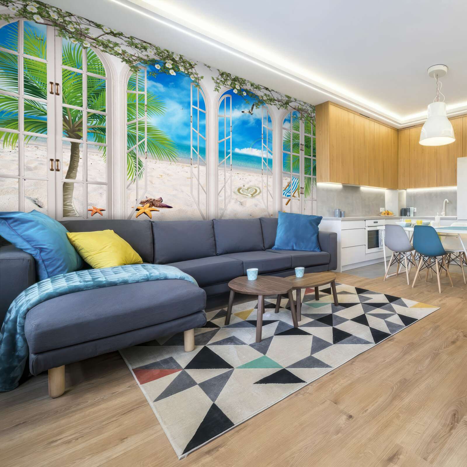 Fototapet balcon pe plajă