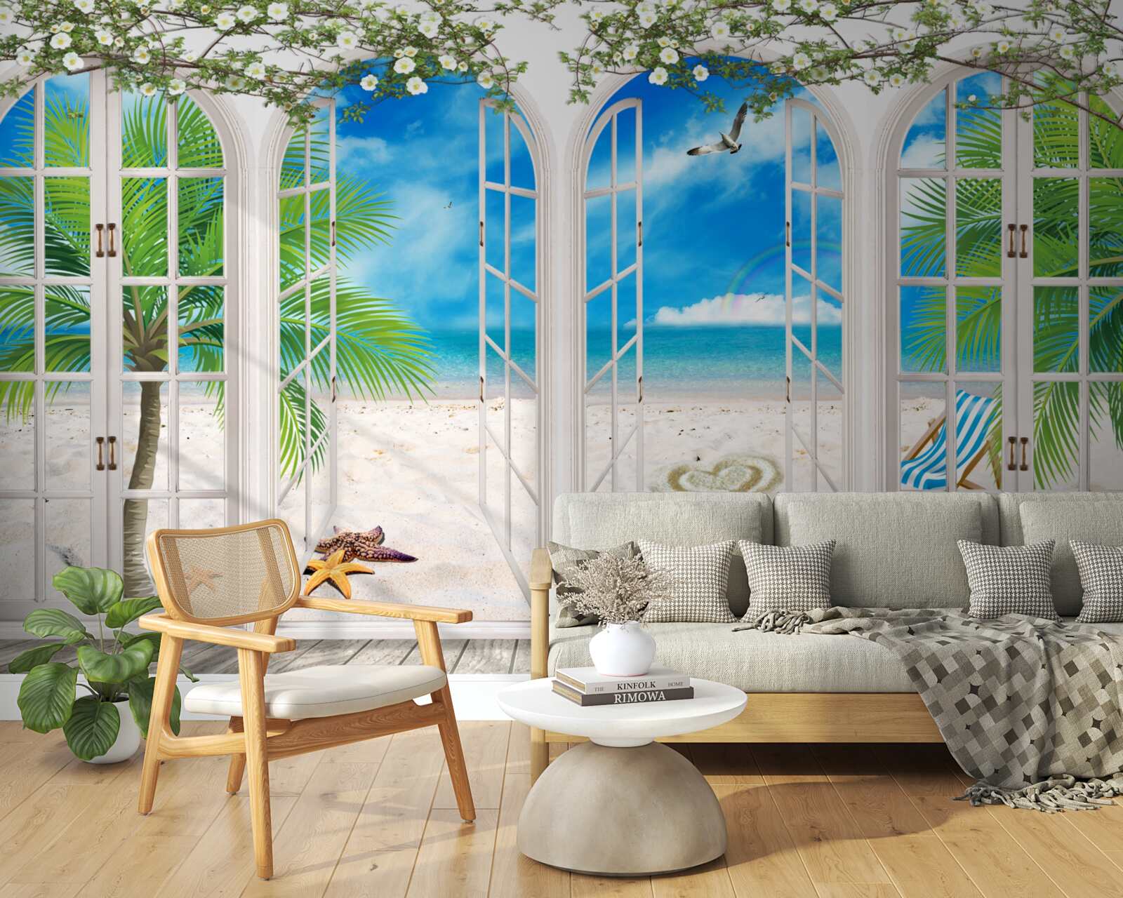 Fototapet balcon pe plajă