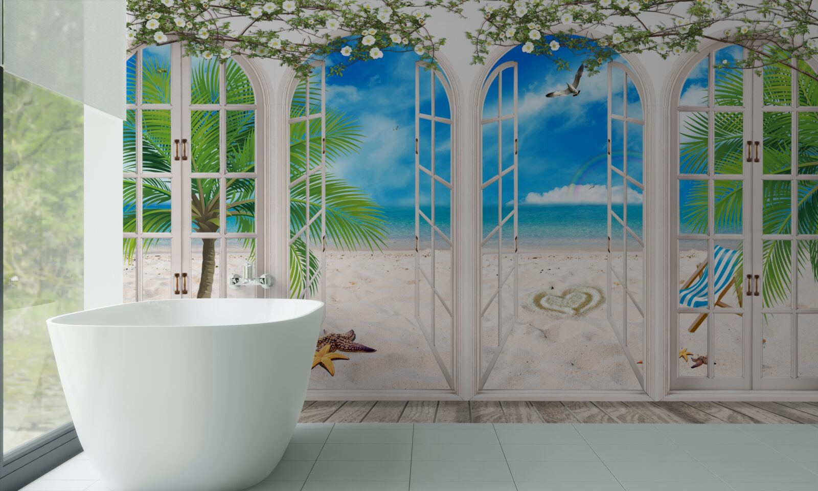 Fototapet balcon pe plajă