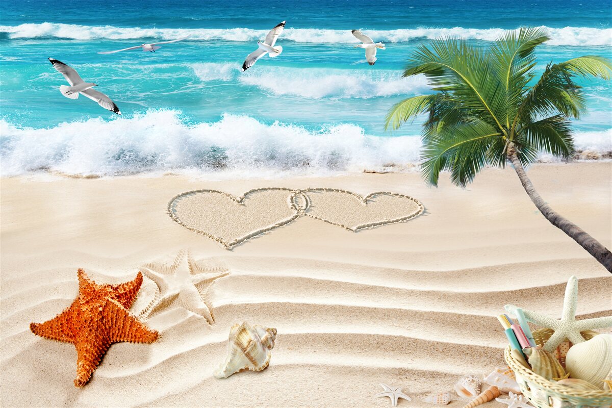 Fototapet palmieri și plajă la tropice