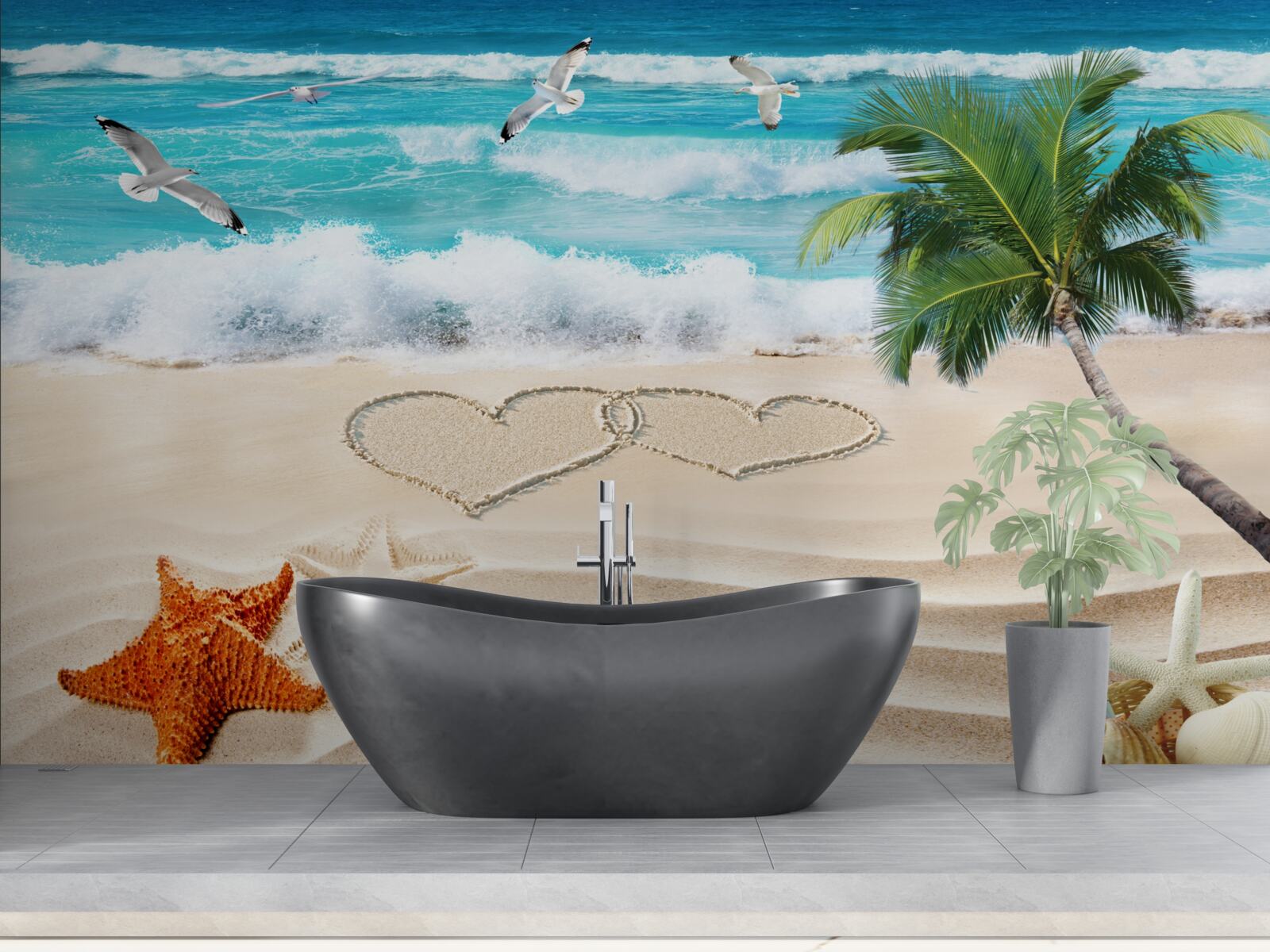 Fototapet palmieri și plajă la tropice