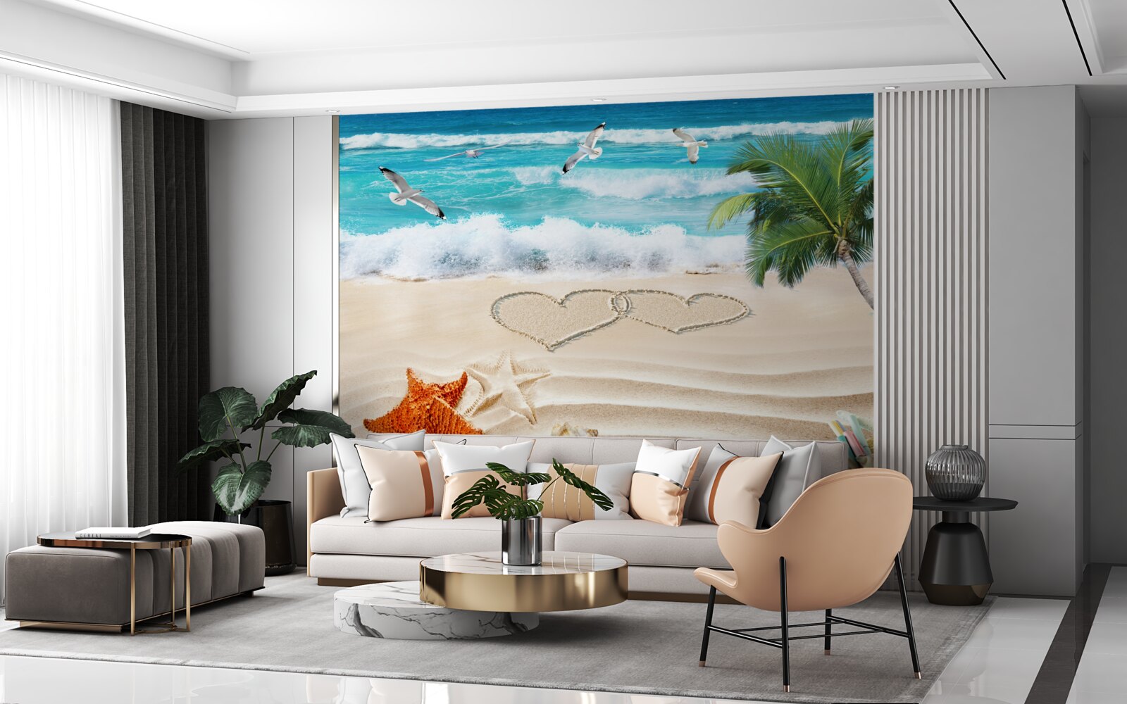 Fototapet palmieri și plajă la tropice