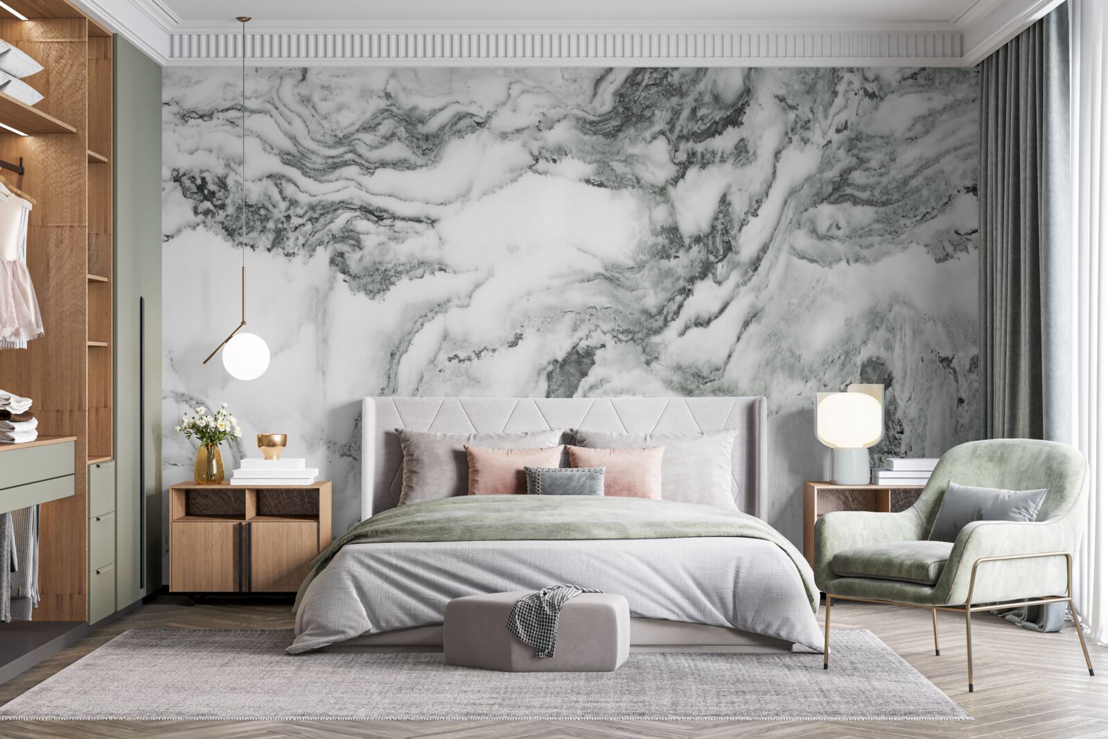 Fototapet marmură tradițională în alb și negru