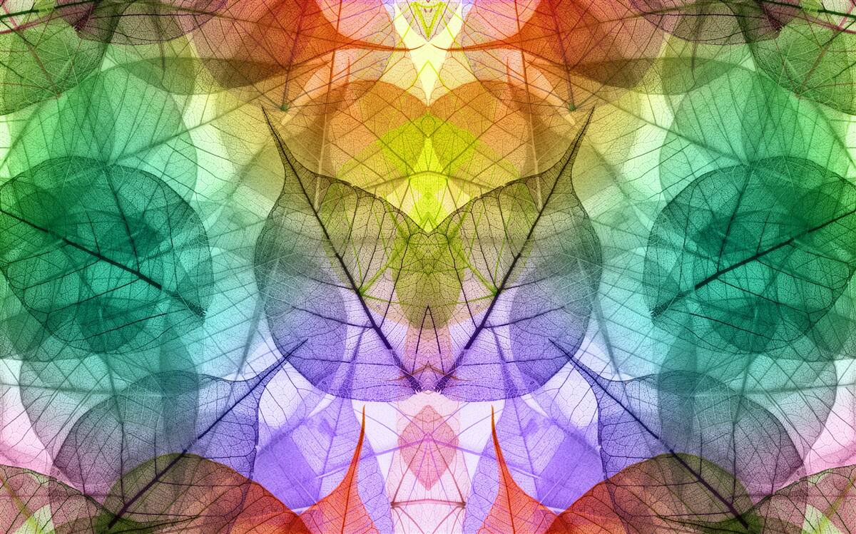 Fototapet frunze strălucitoare în toate nuanțele curcubeului