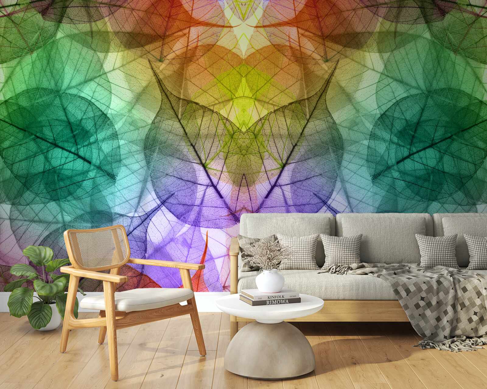 Fototapet frunze strălucitoare în toate nuanțele curcubeului