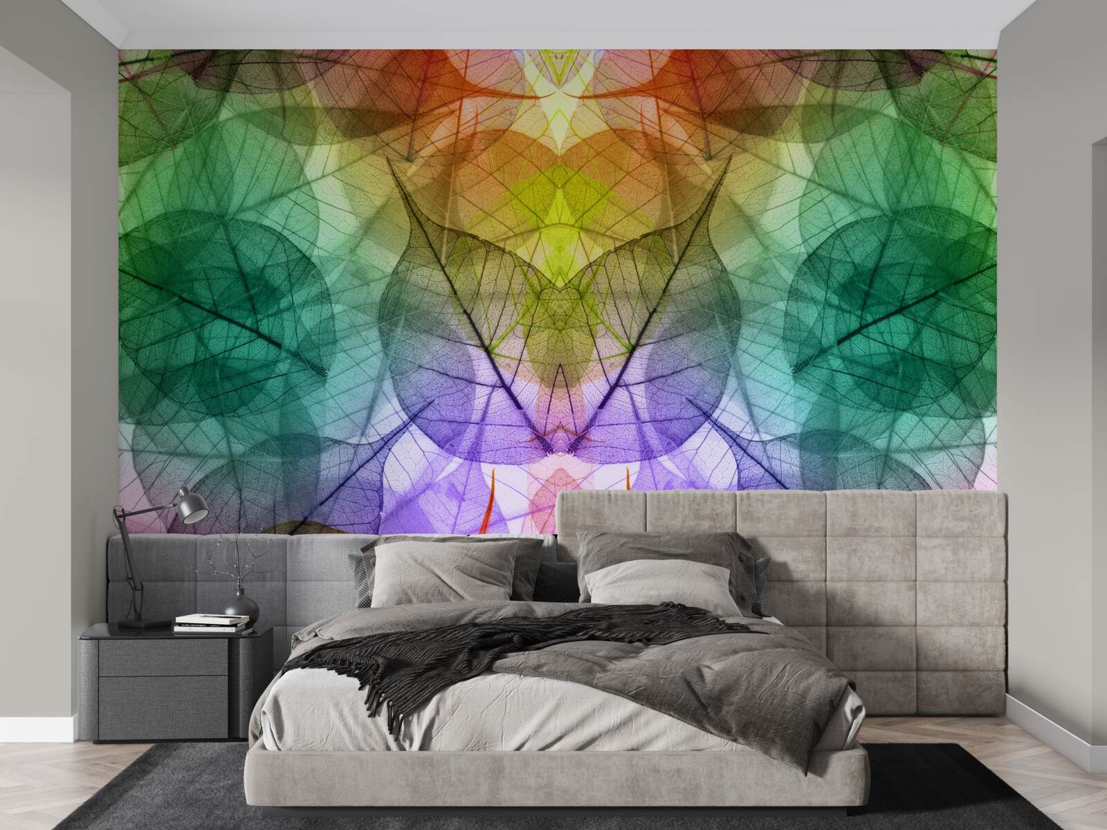 Fototapet frunze strălucitoare în toate nuanțele curcubeului