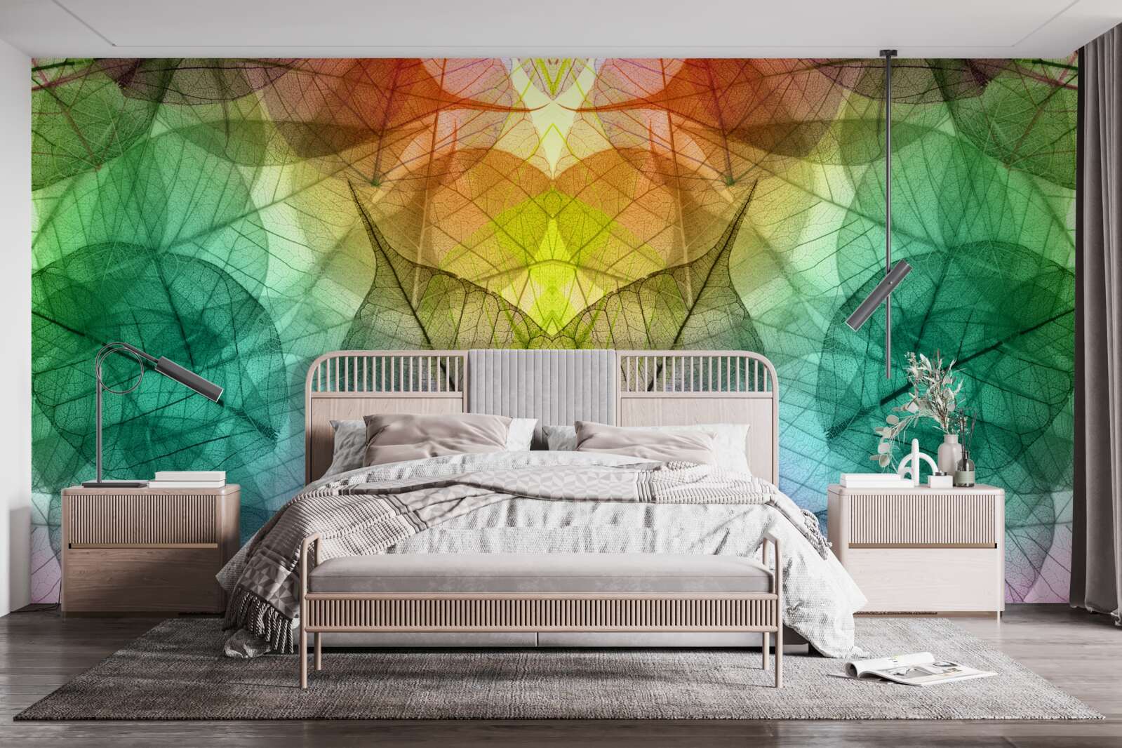 Fototapet frunze strălucitoare în toate nuanțele curcubeului