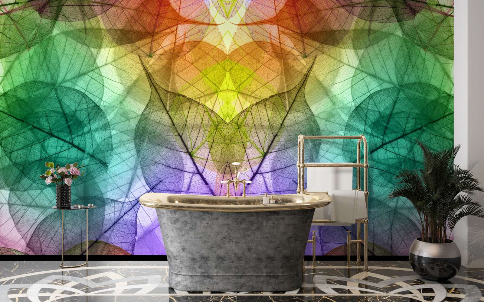 Fototapet frunze strălucitoare în toate nuanțele curcubeului