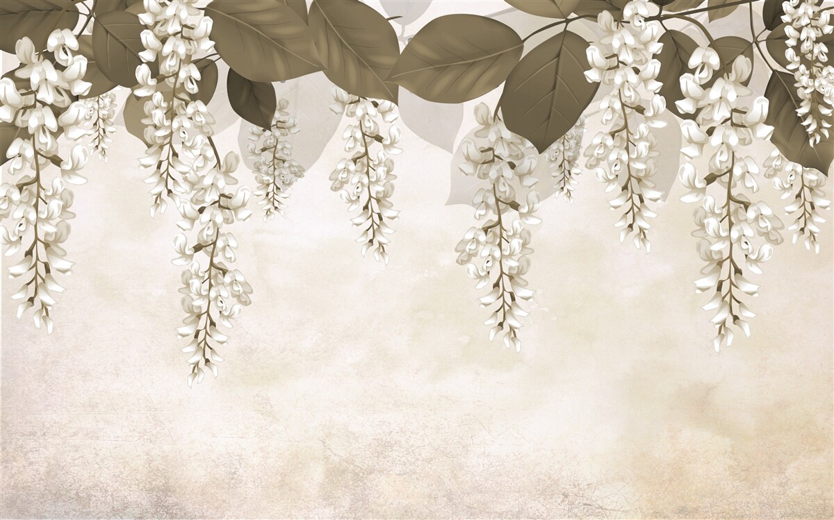 Fototapet acacia cu flori albe