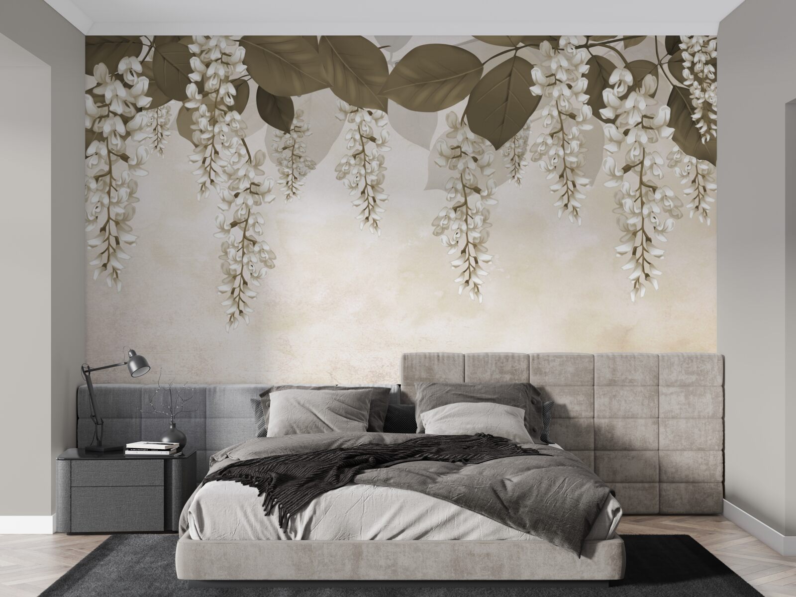 Fototapet acacia cu flori albe