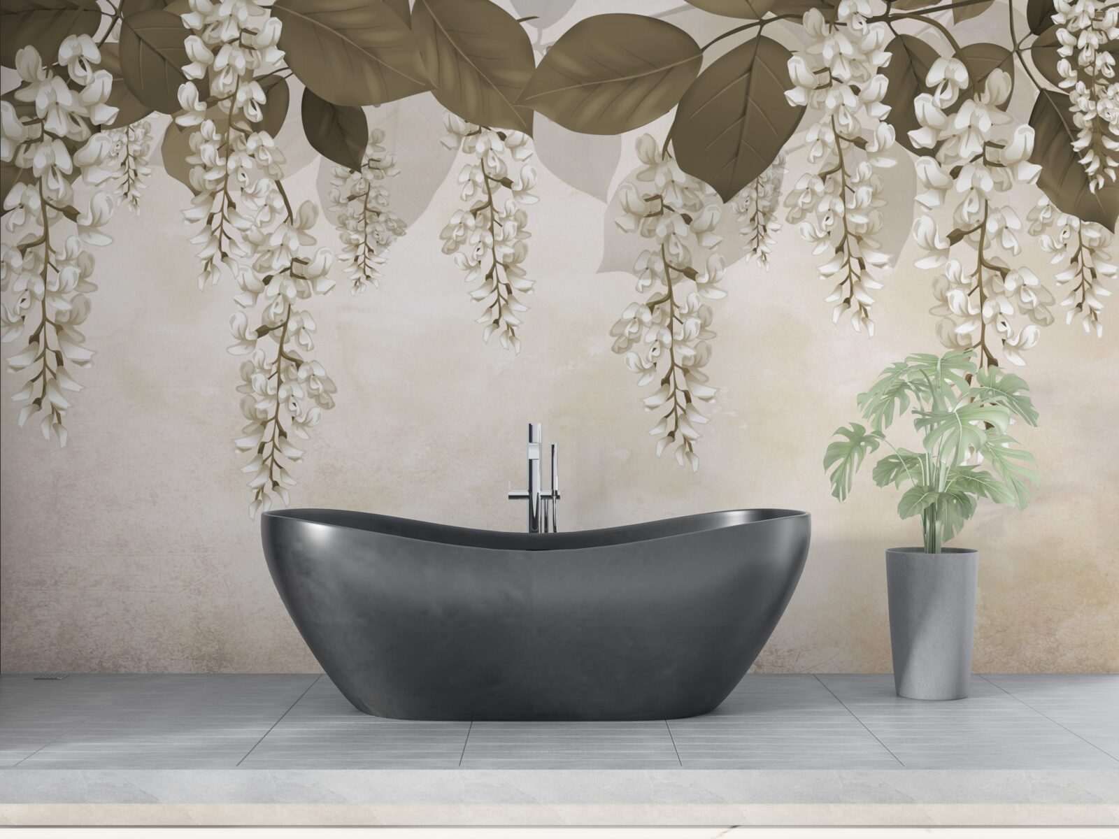 Fototapet acacia cu flori albe