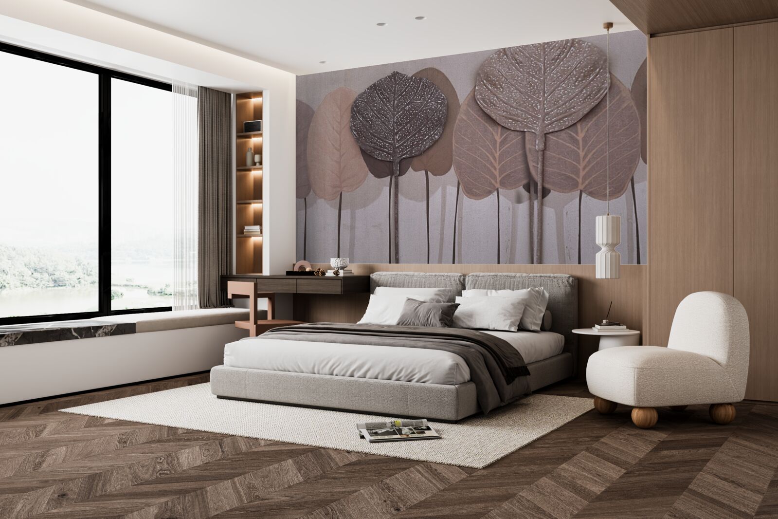 Fototapet pădure acoperită cu frunze de toamnă