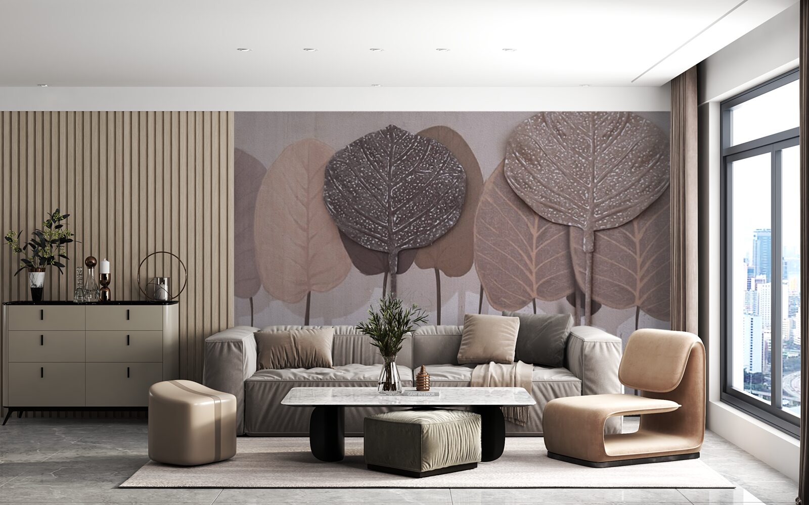 Fototapet pădure acoperită cu frunze de toamnă