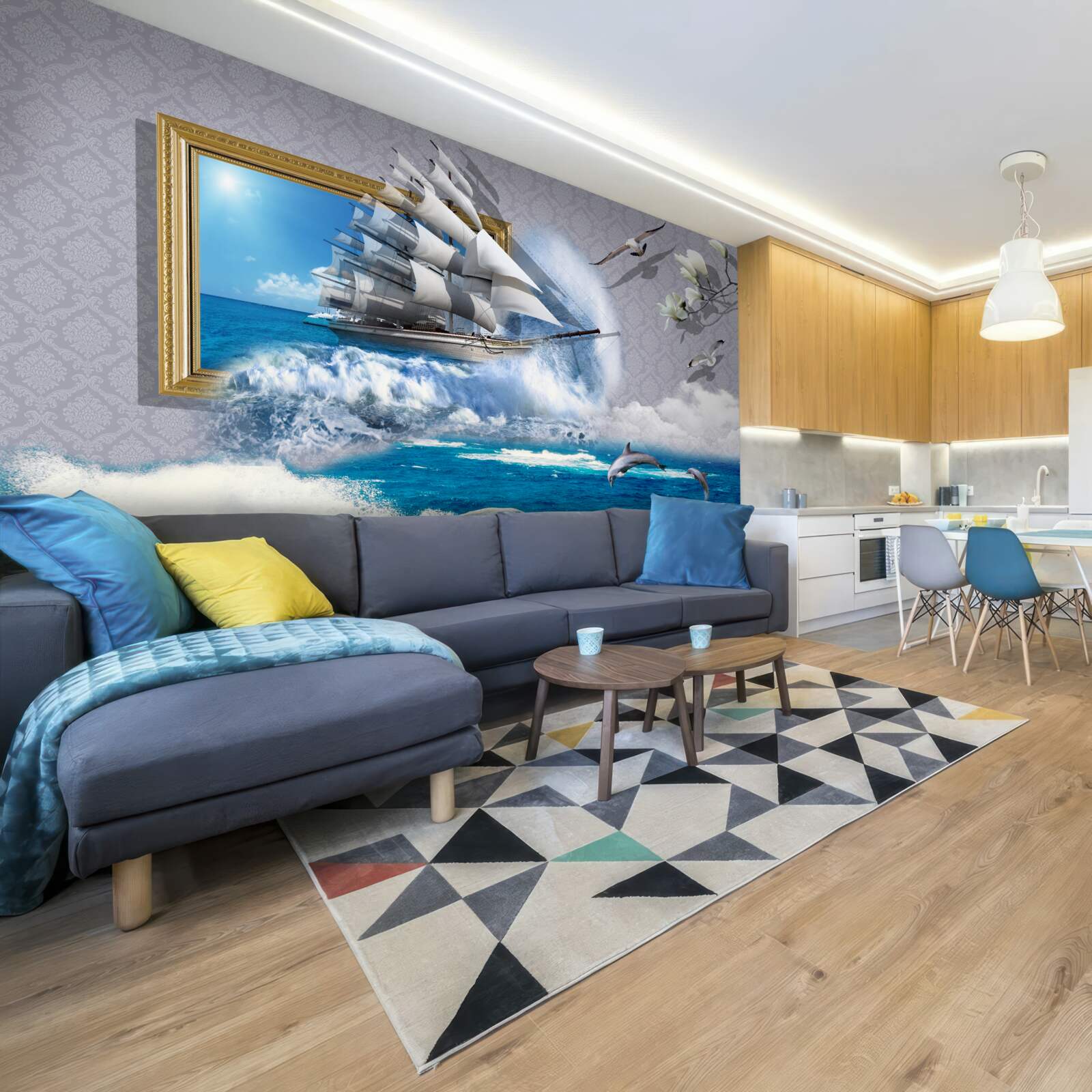 Fototapet imagine a unui uragan offshore pe o barcă de vânt