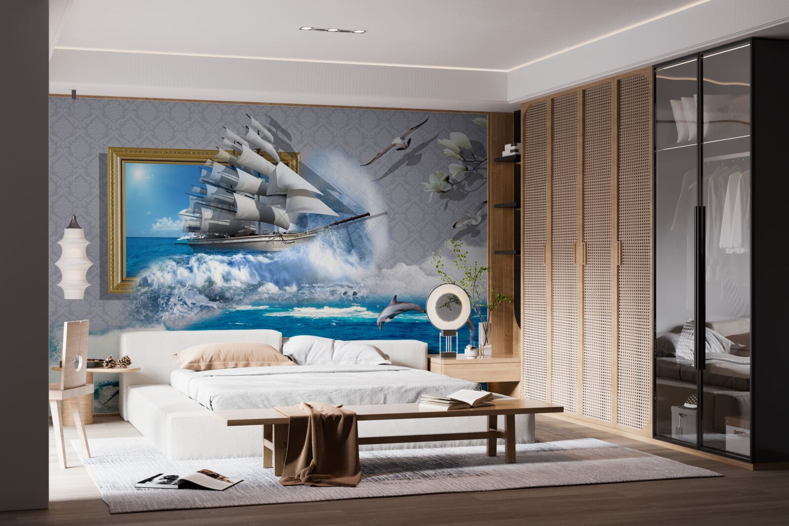 Fototapet imagine a unui uragan offshore pe o barcă de vânt