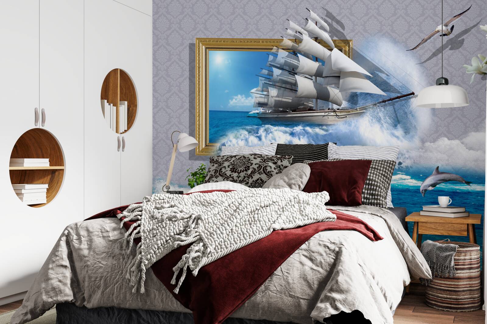 Fototapet imagine a unui uragan offshore pe o barcă de vânt