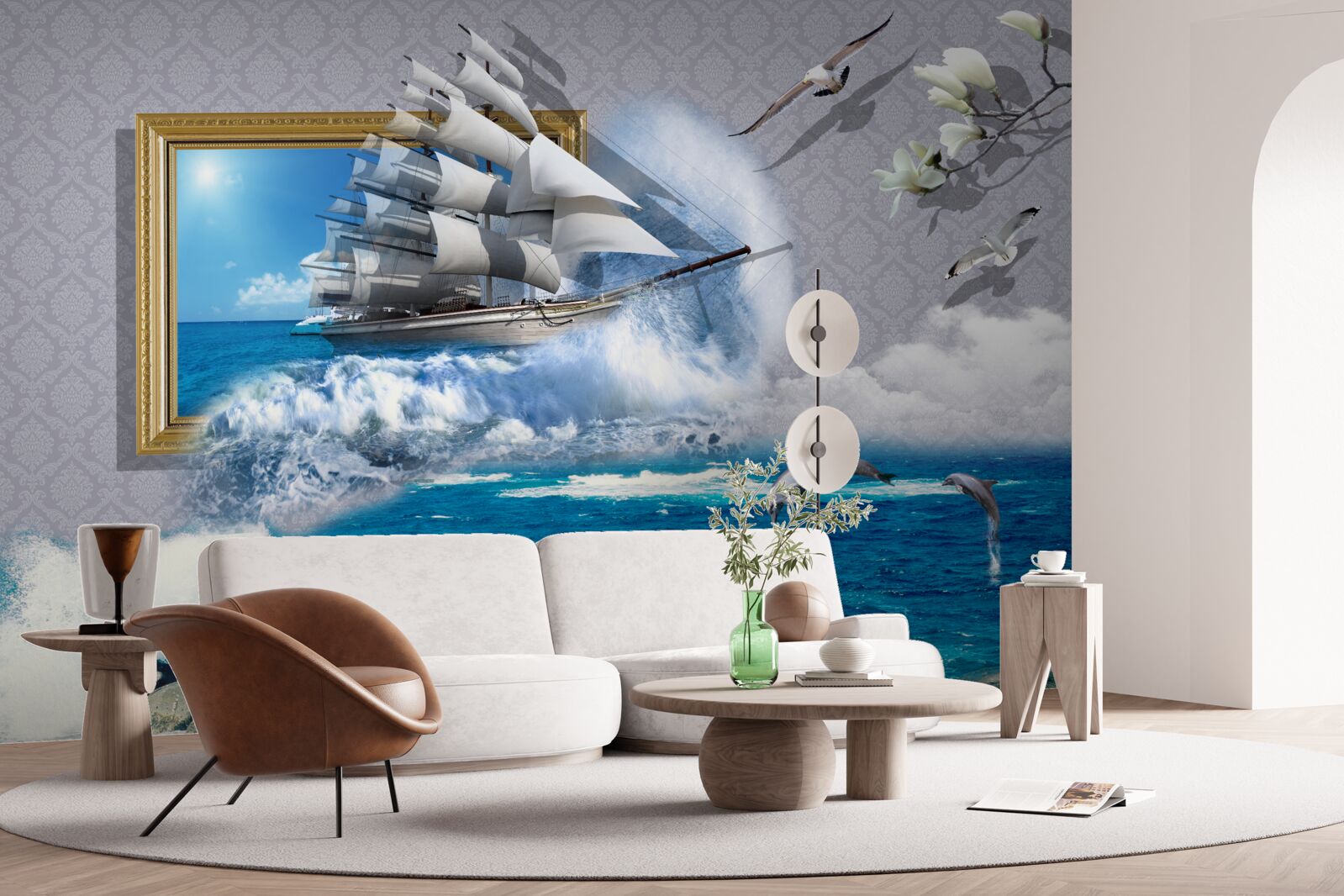 Fototapet imagine a unui uragan offshore pe o barcă de vânt