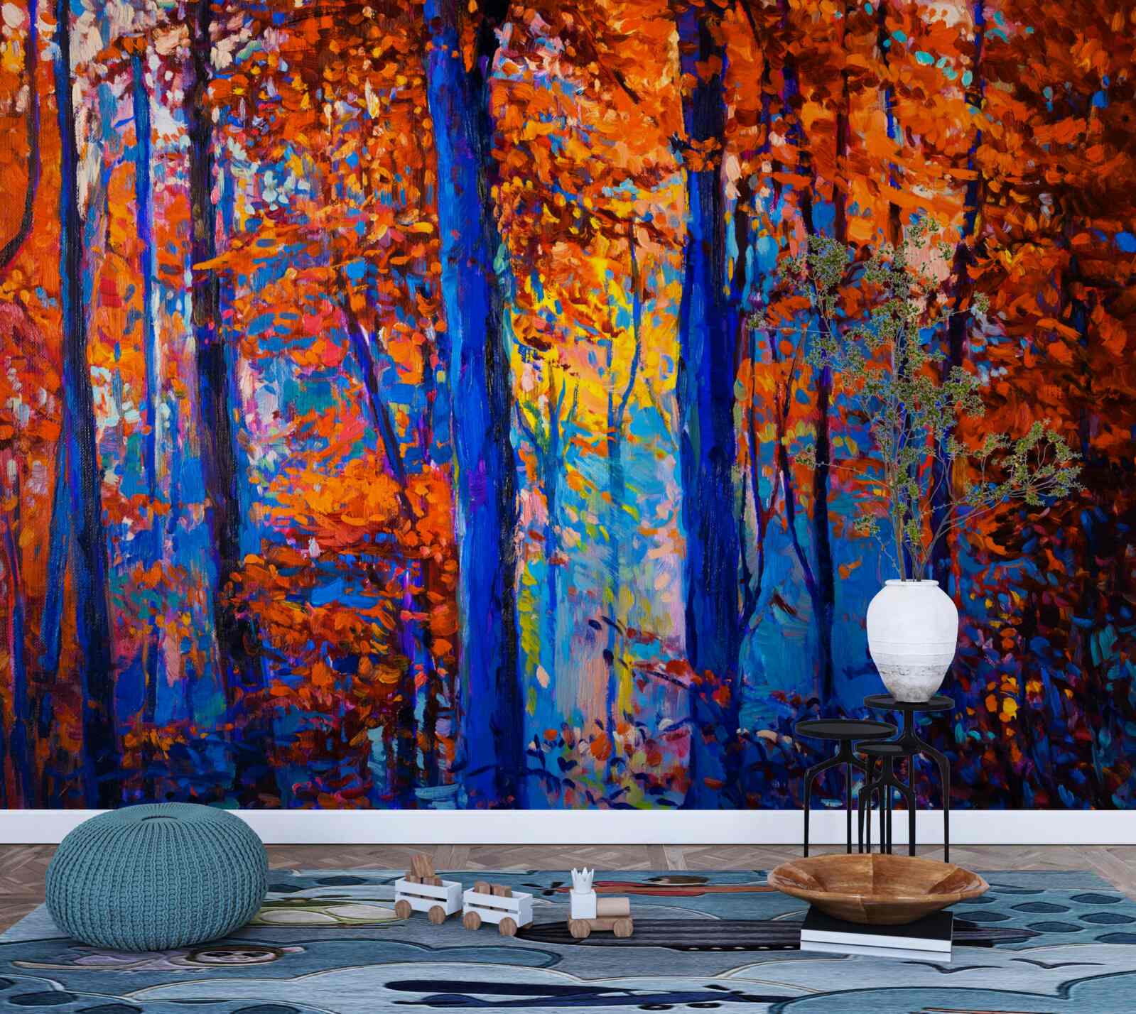 Fototapet contrast de culori în pădurea de toamnă